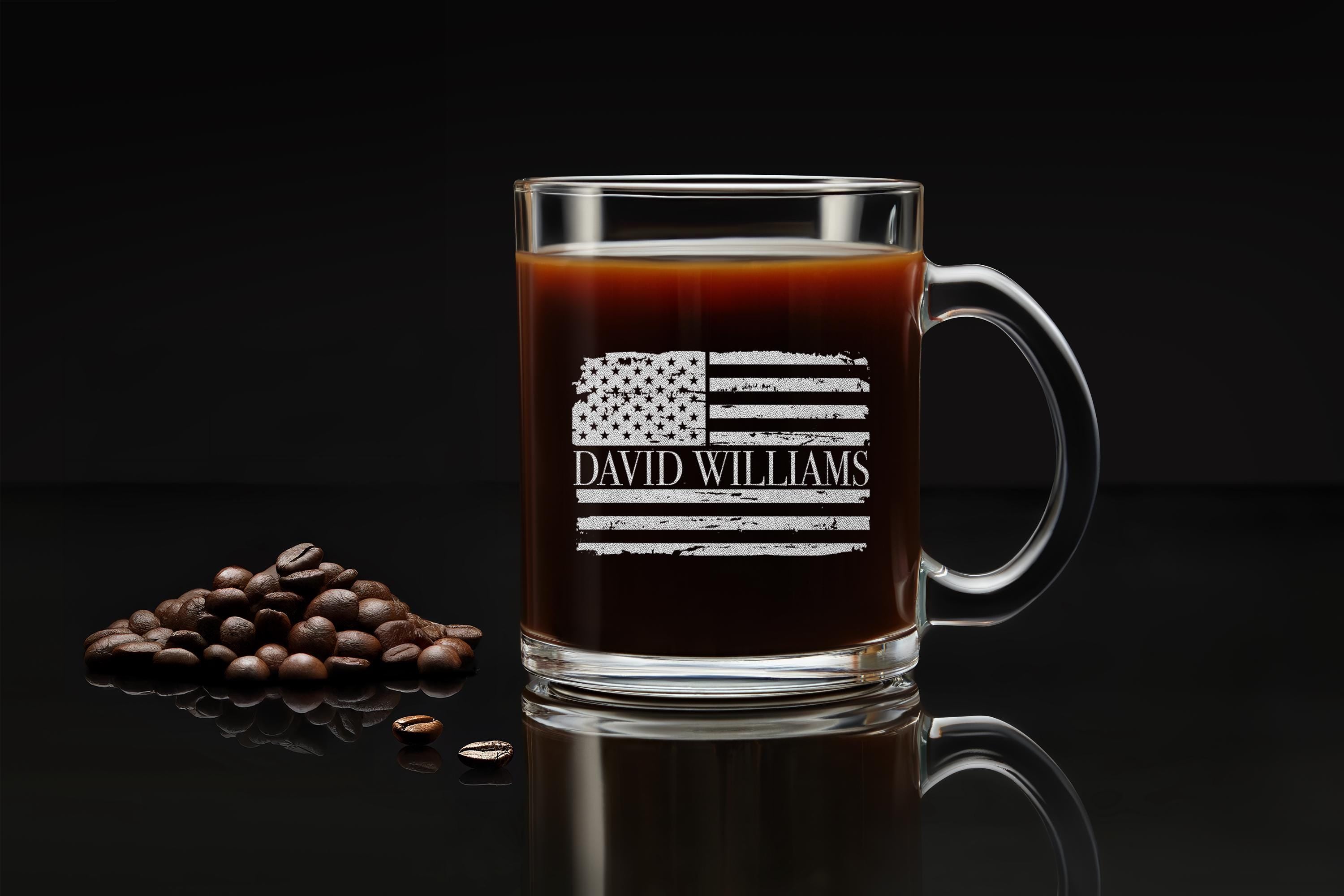 Engraved American Flag Whiskey Glass, Memorial Day, Personalized Patriotic Gift for Him or Her, Best Present for Veterans with Free Gift Box