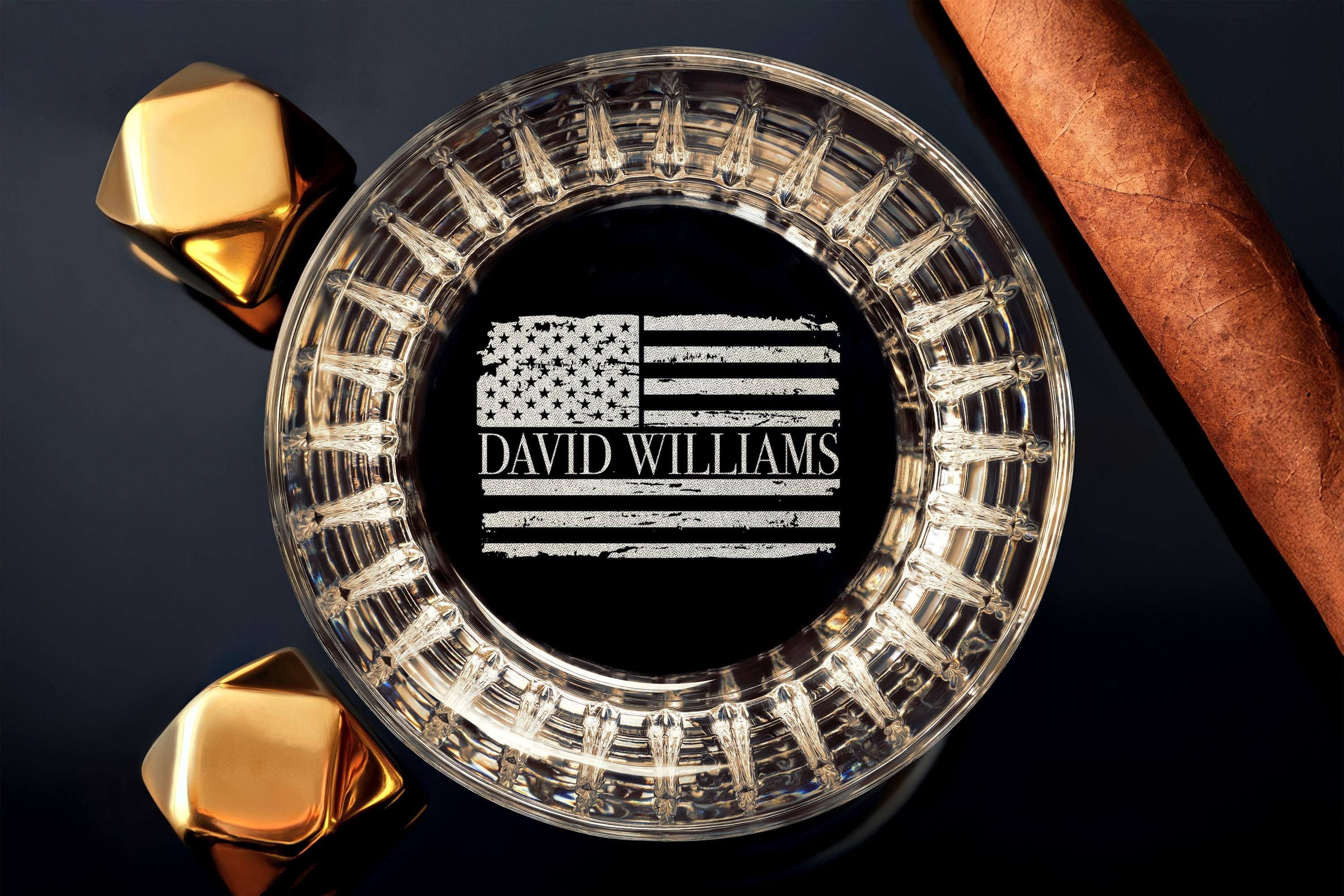Engraved American Flag Whiskey Glass, Memorial Day, Personalized Patriotic Gift for Him or Her, Best Present for Veterans with Free Gift Box