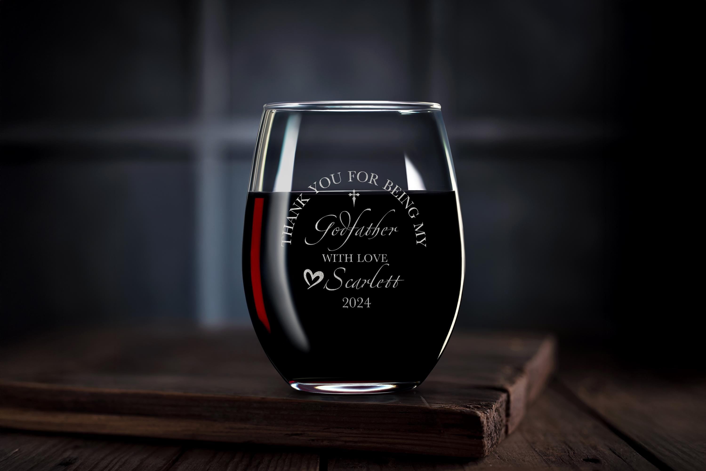 Custom Engraved Godfather Whiskey Rock Glass Gift, Perfect Godparent Gift, Baptism Gift Idea, with Free Gift Box