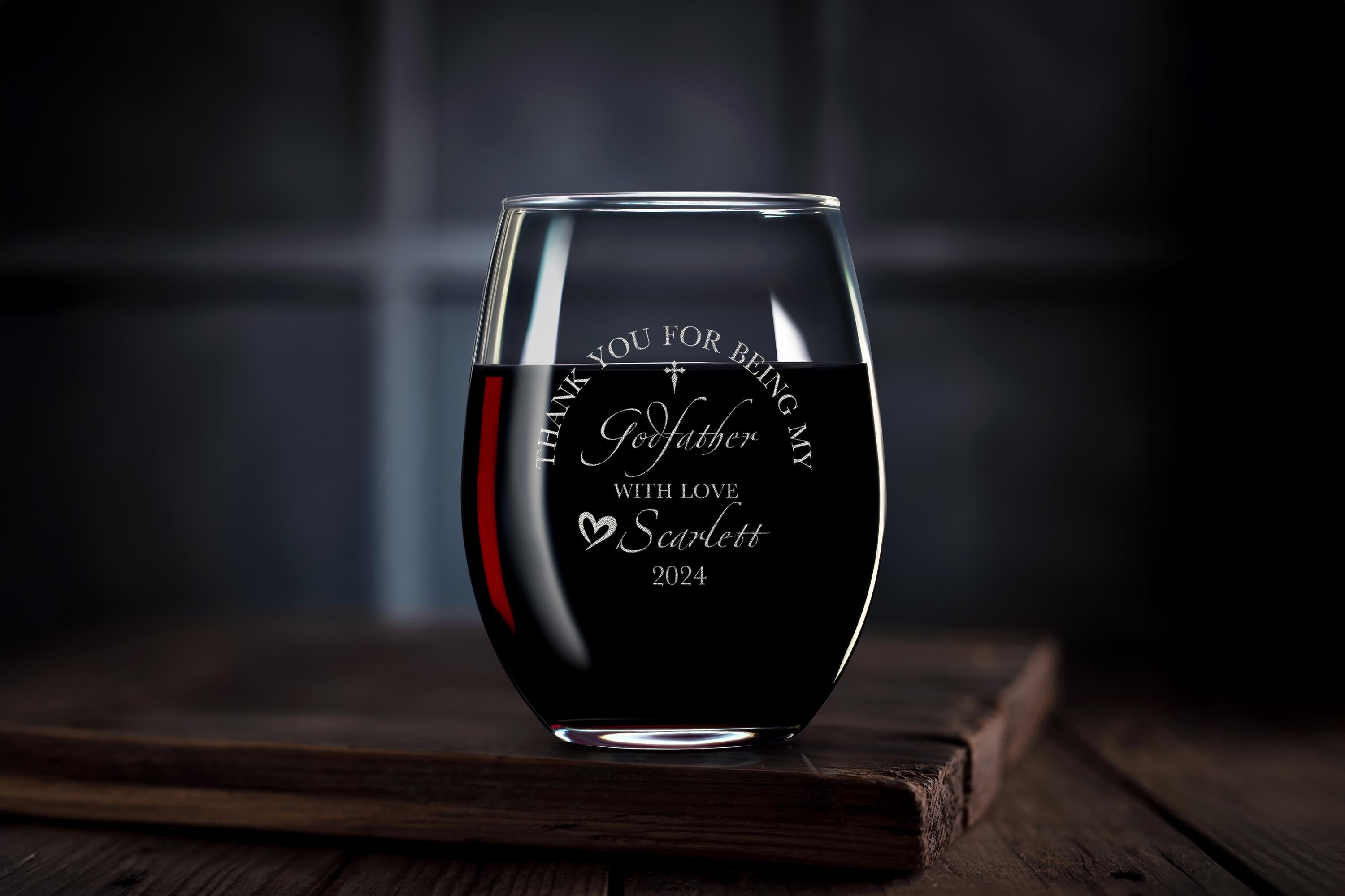 Custom Father's Day Gift Rock Glass, Engraved Godfather Whiskey Glass, Meaningful Gift from Goddaughter