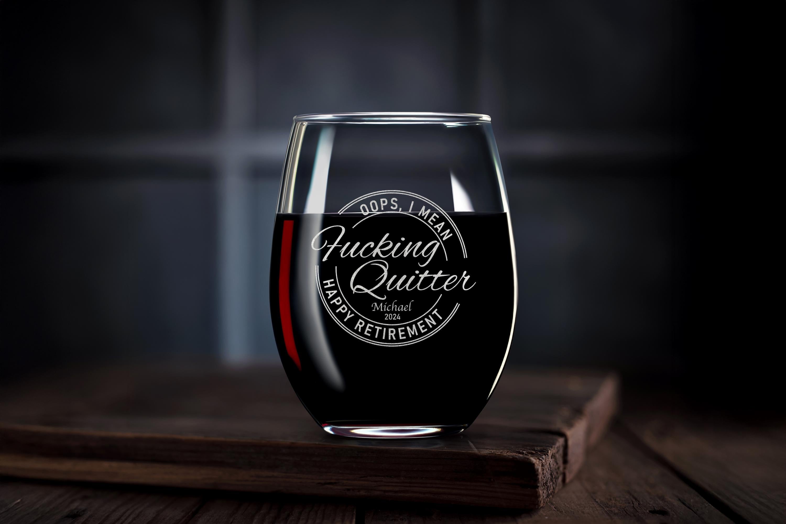 Engraved Custom Whiskey Rock Glass, Happy Retirement Funny Gift Idea, with Free Gift Box