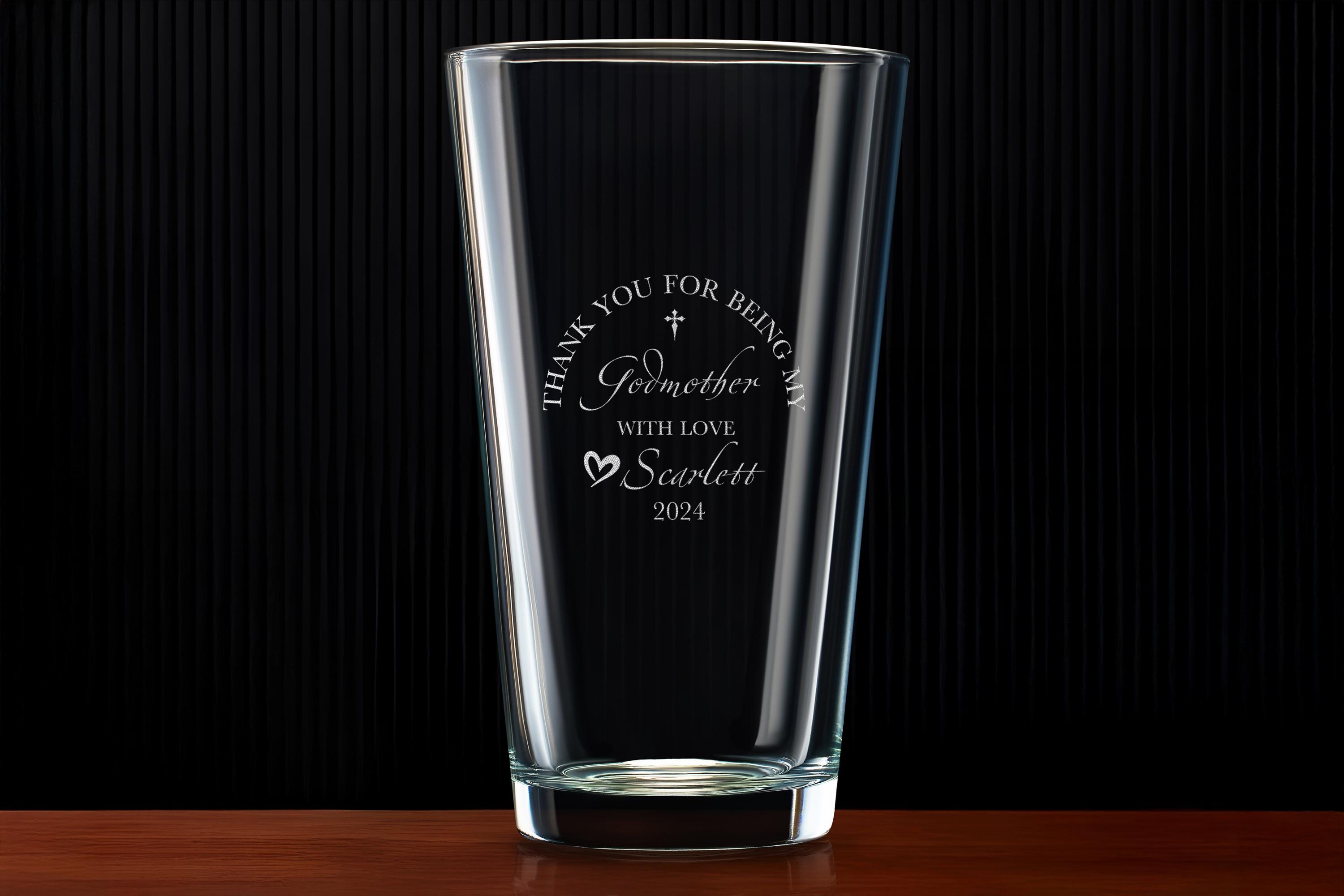 Personalized Godmother Gift: Custom Stemless Wine Glass for Godparents, Ideal for Baptism and Special Occasions, Gift Box