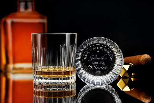 Personalized Godmother Gift, Elegant Crystal Whiskey Glass for Will You Be My Godmother Gift, Baptism Gift for Godparents, Gift Box