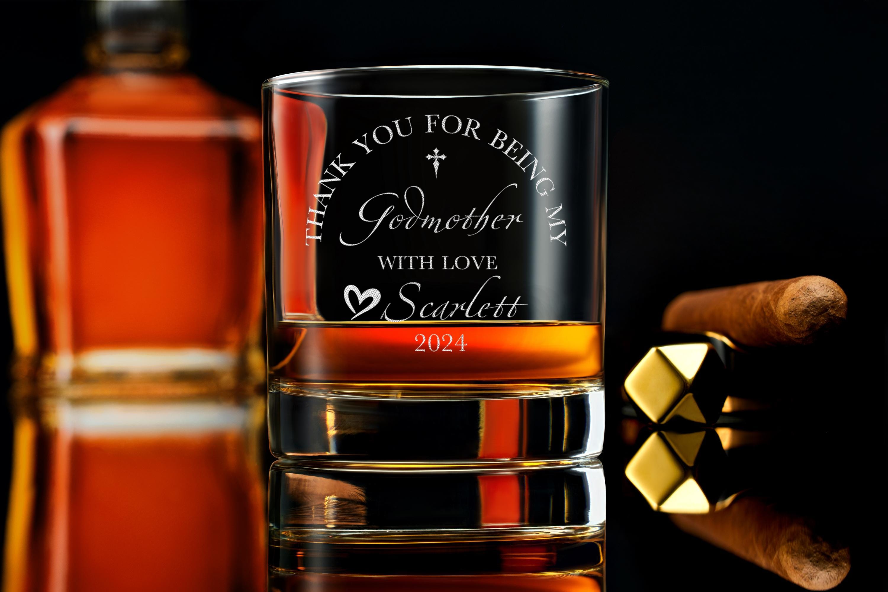 Personalized Godmother Gift: Custom Stemless Wine Glass for Godparents, Ideal for Baptism and Special Occasions, Gift Box