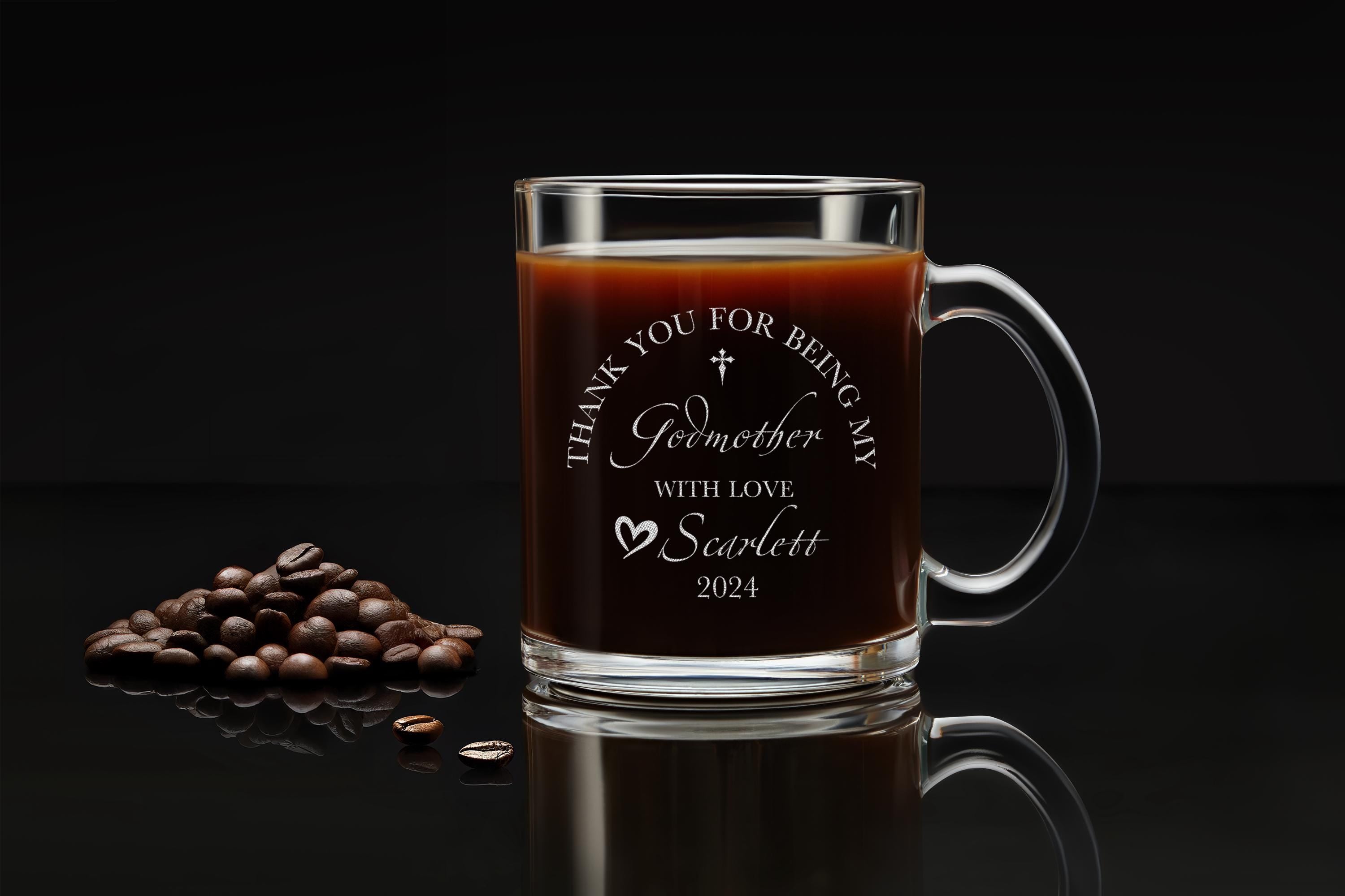 Personalized Godmother Gift: Custom Stemless Wine Glass for Godparents, Ideal for Baptism and Special Occasions, Gift Box