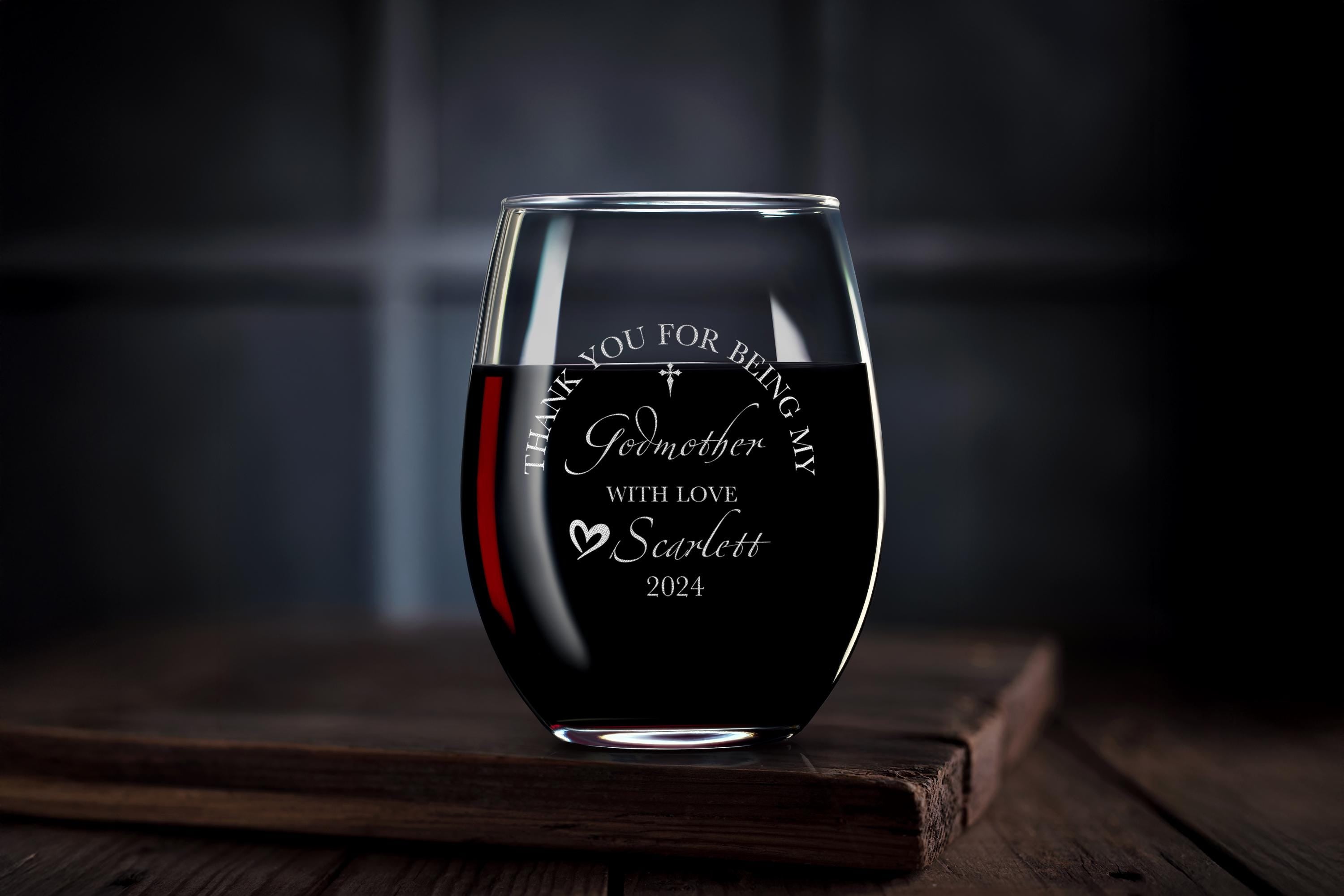 Personalized Godmother Whiskey Glass, Thoughtful Baptism Gift Idea, Unique Godparent Present with Free Gift Box