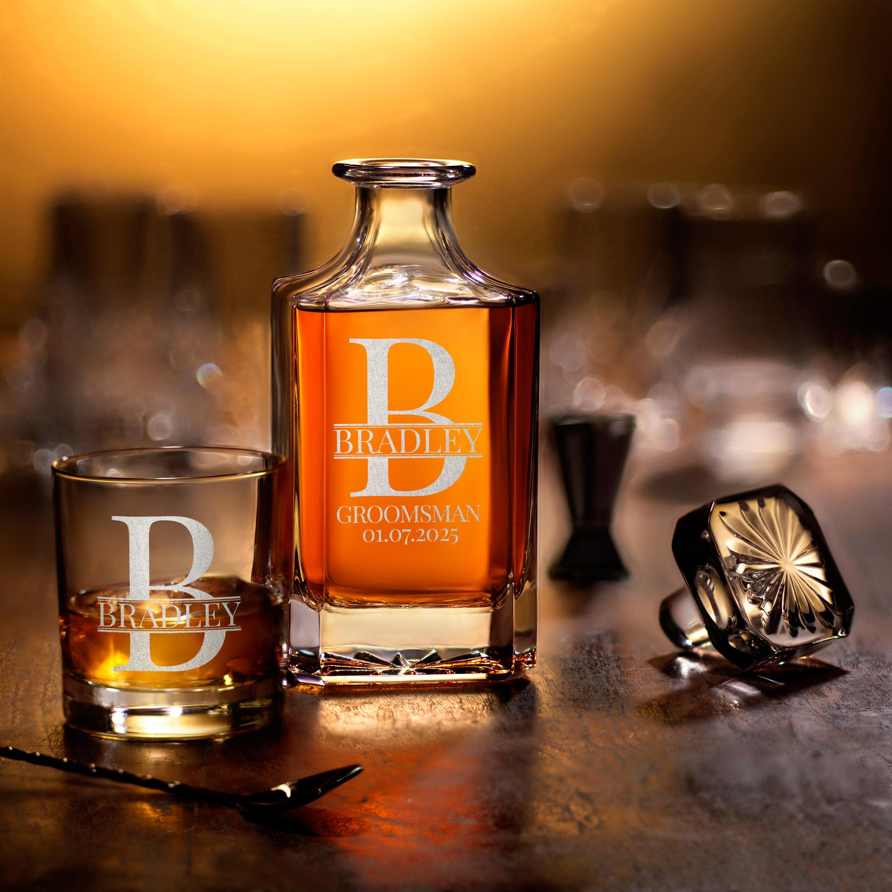 Personalized Groomsmen Gift Idea: Engraved Old Fashion Whiskey Glasses, Best Man Gift, Groomsmen Proposal Gifts