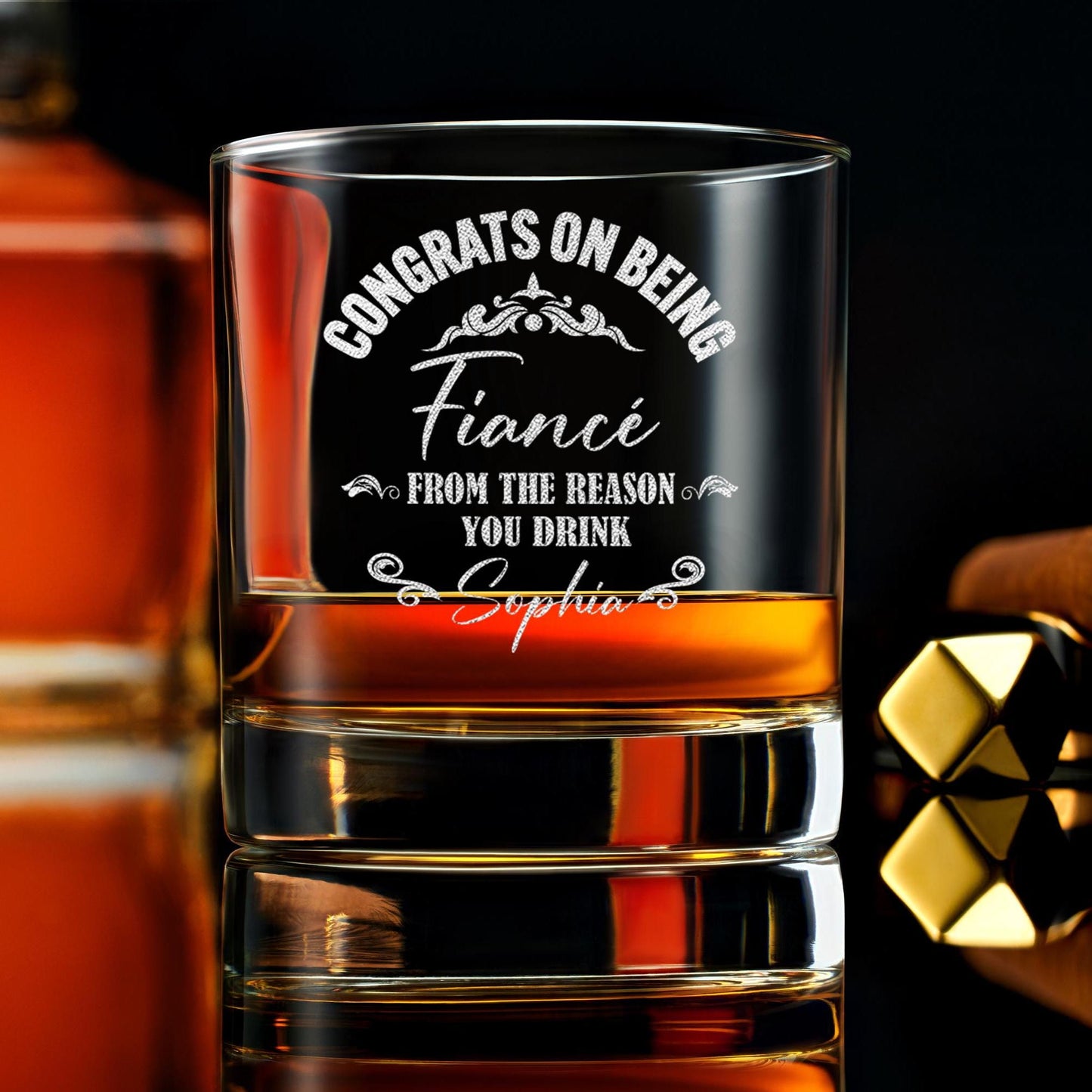 Personalized Whiskey Etched Glass, Fiancé Gift for Him, Unique Gift in Gift Box, Perfect for Anniversaries and Special Occasions