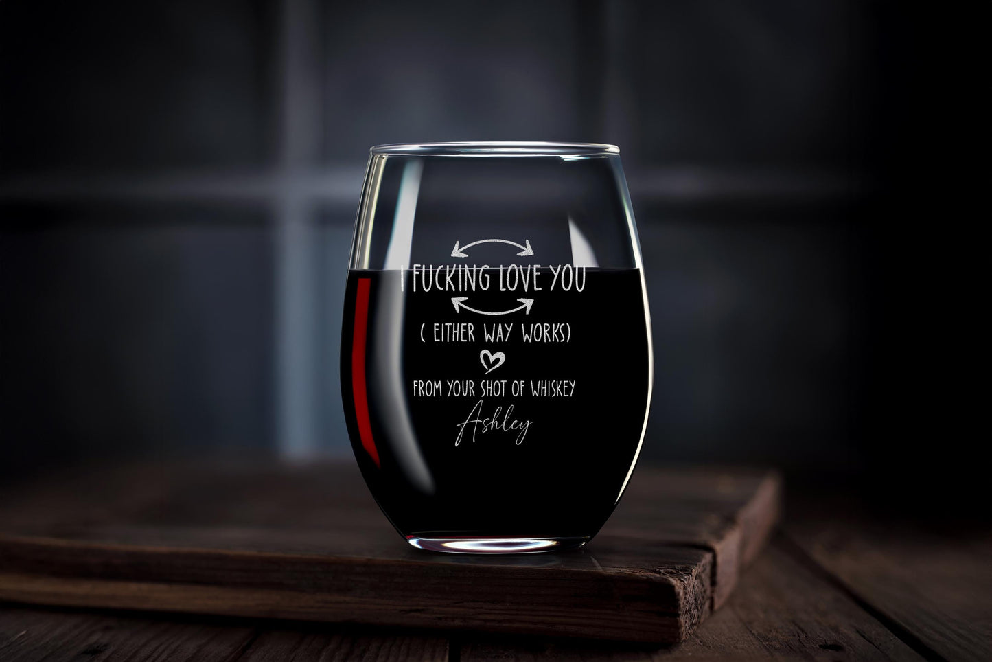 Personalized Whiskey Glass, Funny I F-king Love You gift for Husband, Gift For Him, Custom Birthday Gift or Anniversary Gift, Free Gift Box