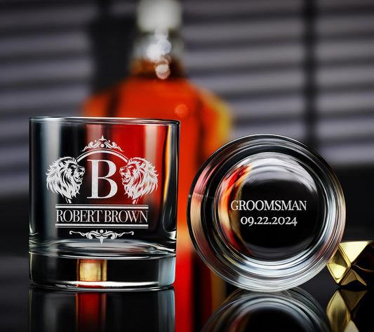 Personalized groomsmen gift idea, Custom engraved whiskey glasses, ideal wedding gift for him, perfect gifts for groomsmen and best man