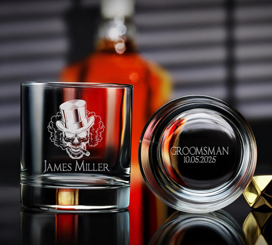 Personalized Groomsmen Gift Whiskey Glasses, Custom Engraved Drinkware, Unique Wedding Gift for Him, Best Man Gift