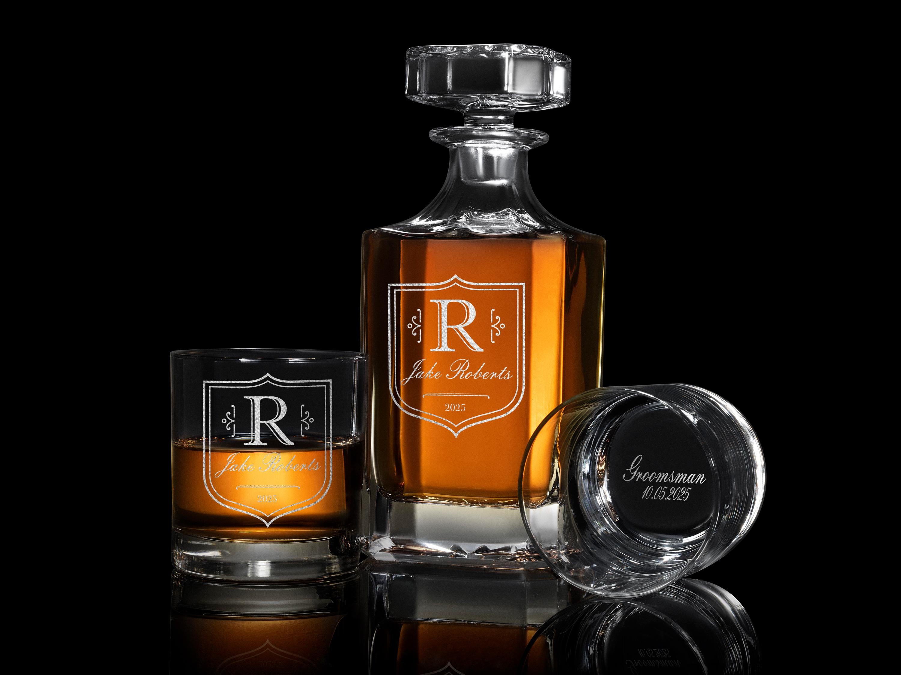 Custom Engraved Whiskey Glasses for Groomsmen, Personalized Wedding Gift Idea, Perfect Drinkware Gift for Him