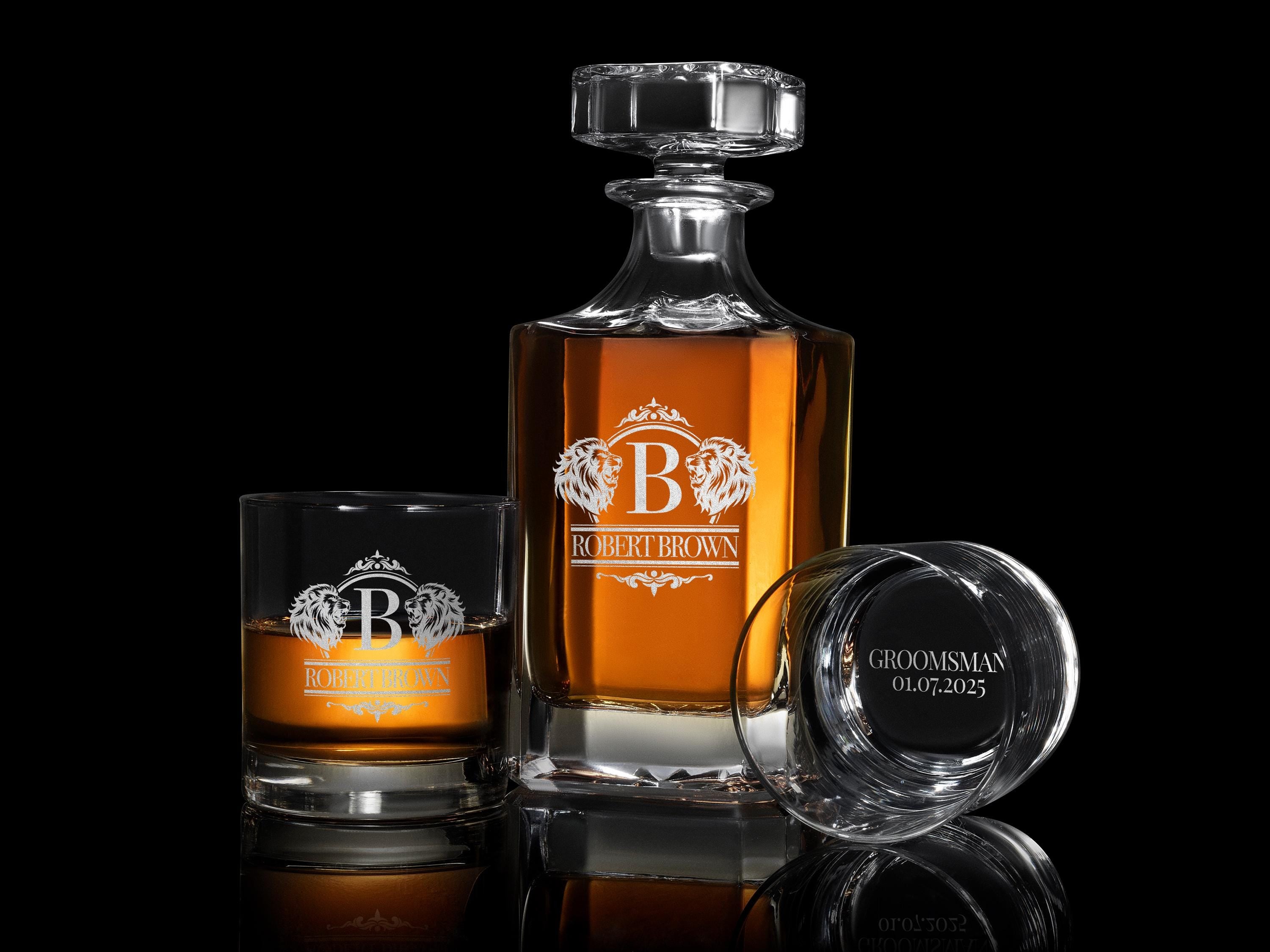 Custom name whiskey glass, engraved groomsmen gift, personalized best man wedding keepsake