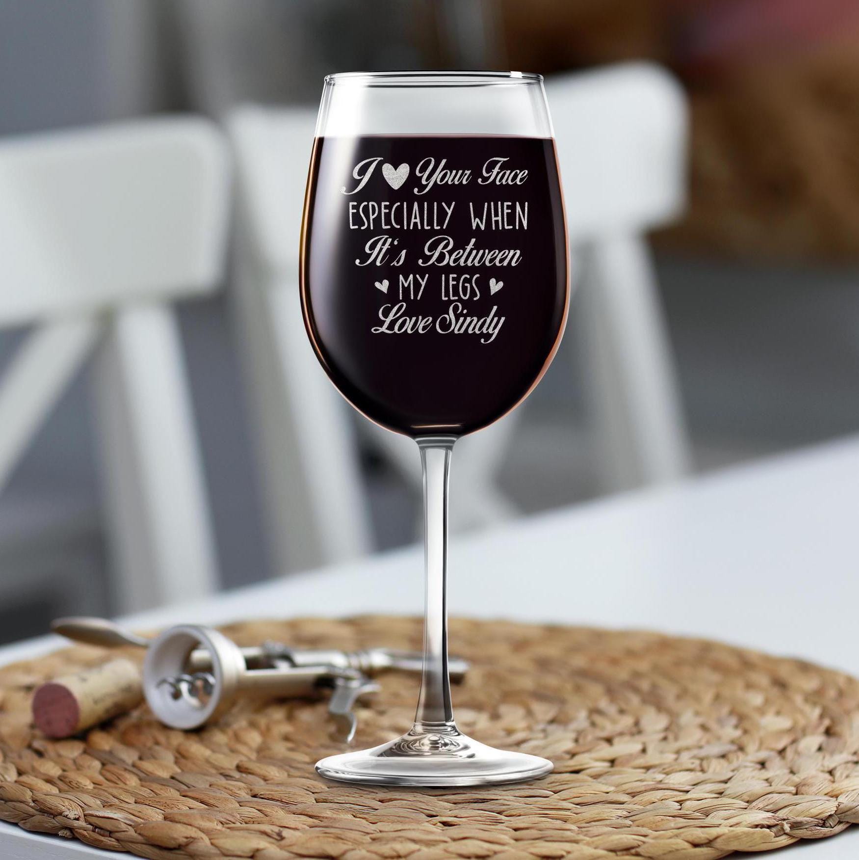 Custom Engraved Wine Glass, I love your face, Funny Gift For Husband, gift for boyfriend, Birthday gift for him, Gift Box