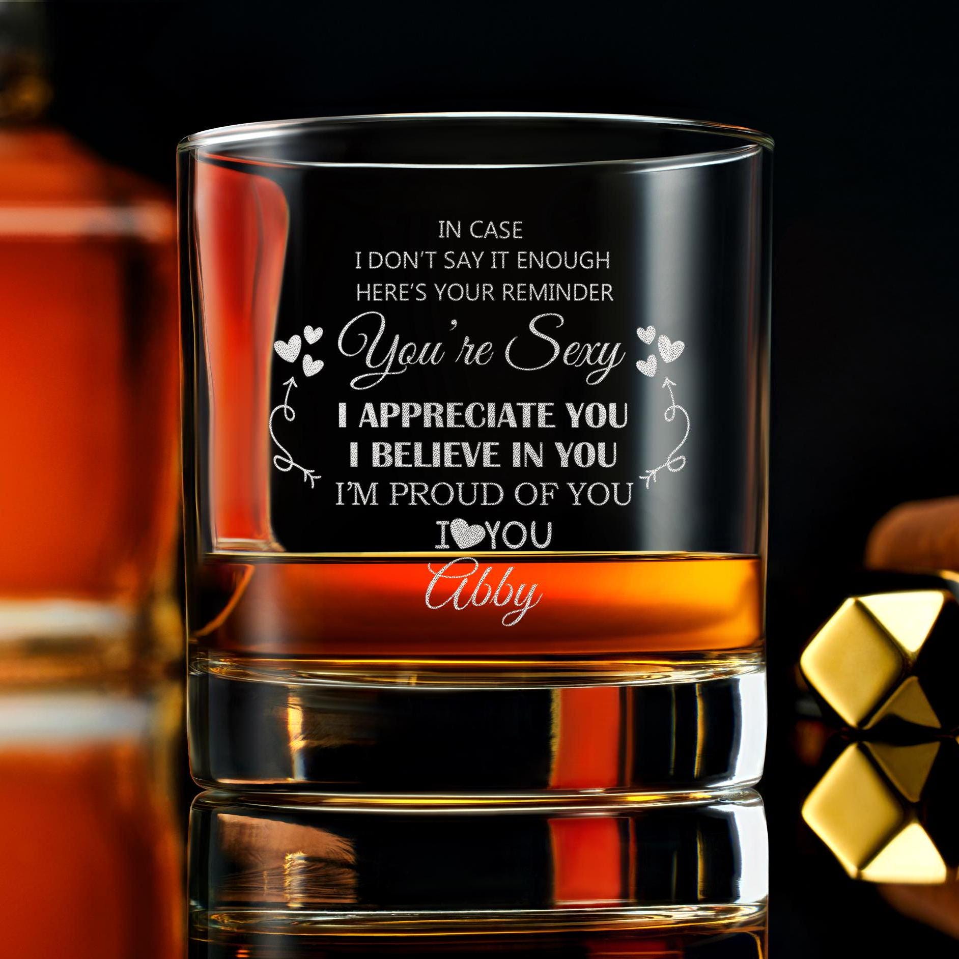Custom Whiskey Etched Glass, Funny Gift For Husband, gift for boyfriend, Anniversary Gift, gift for him, Gift Box