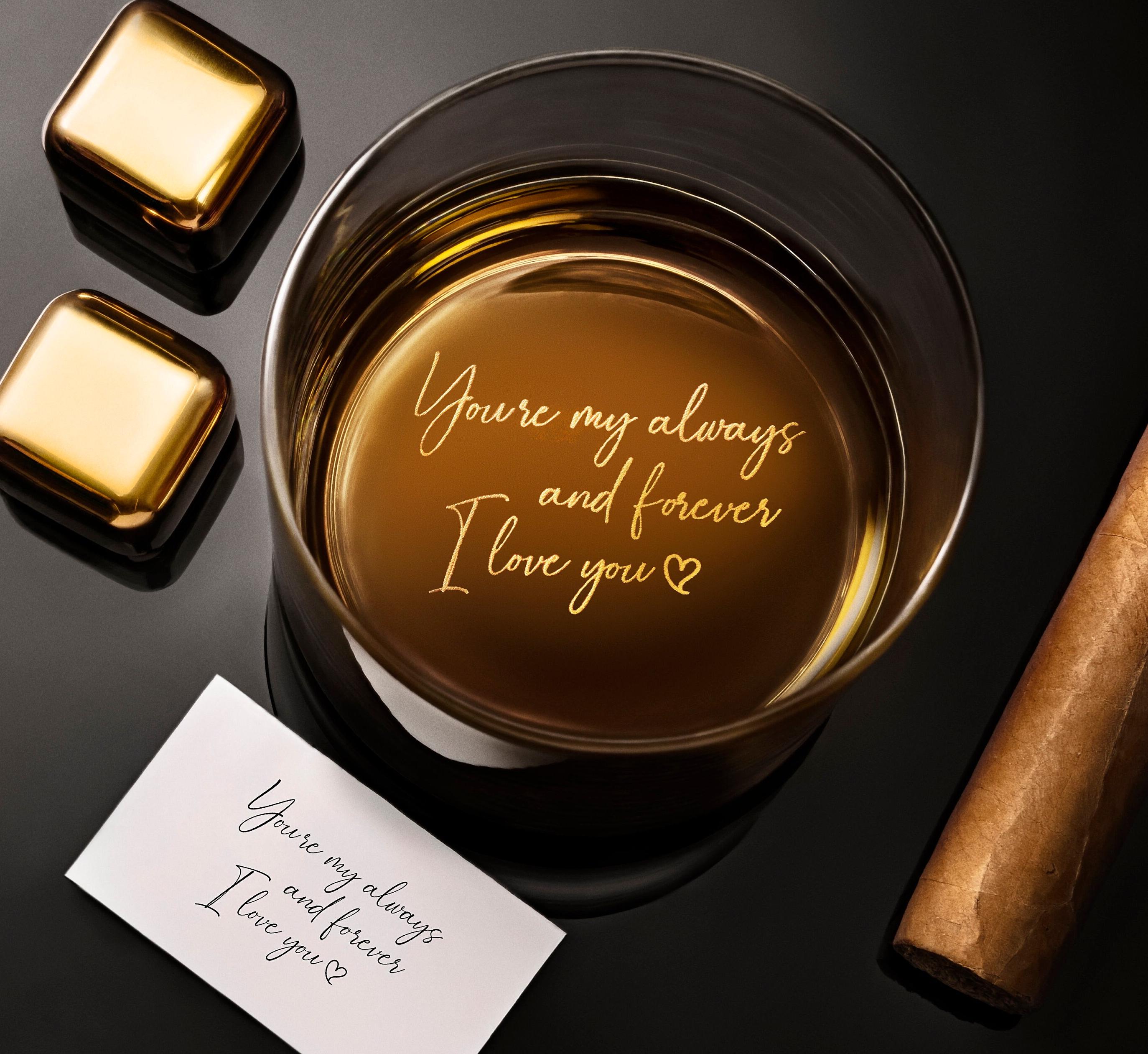 Custom Hidden Handwriting Message Whiskey Glass - Personalized Gift for Men