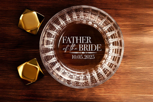 Engraved Whiskey Crystal Glass for Father of the Bride - Custom Wedding Gift, Gift for Dad, Gift for Him Free Gift Box Included