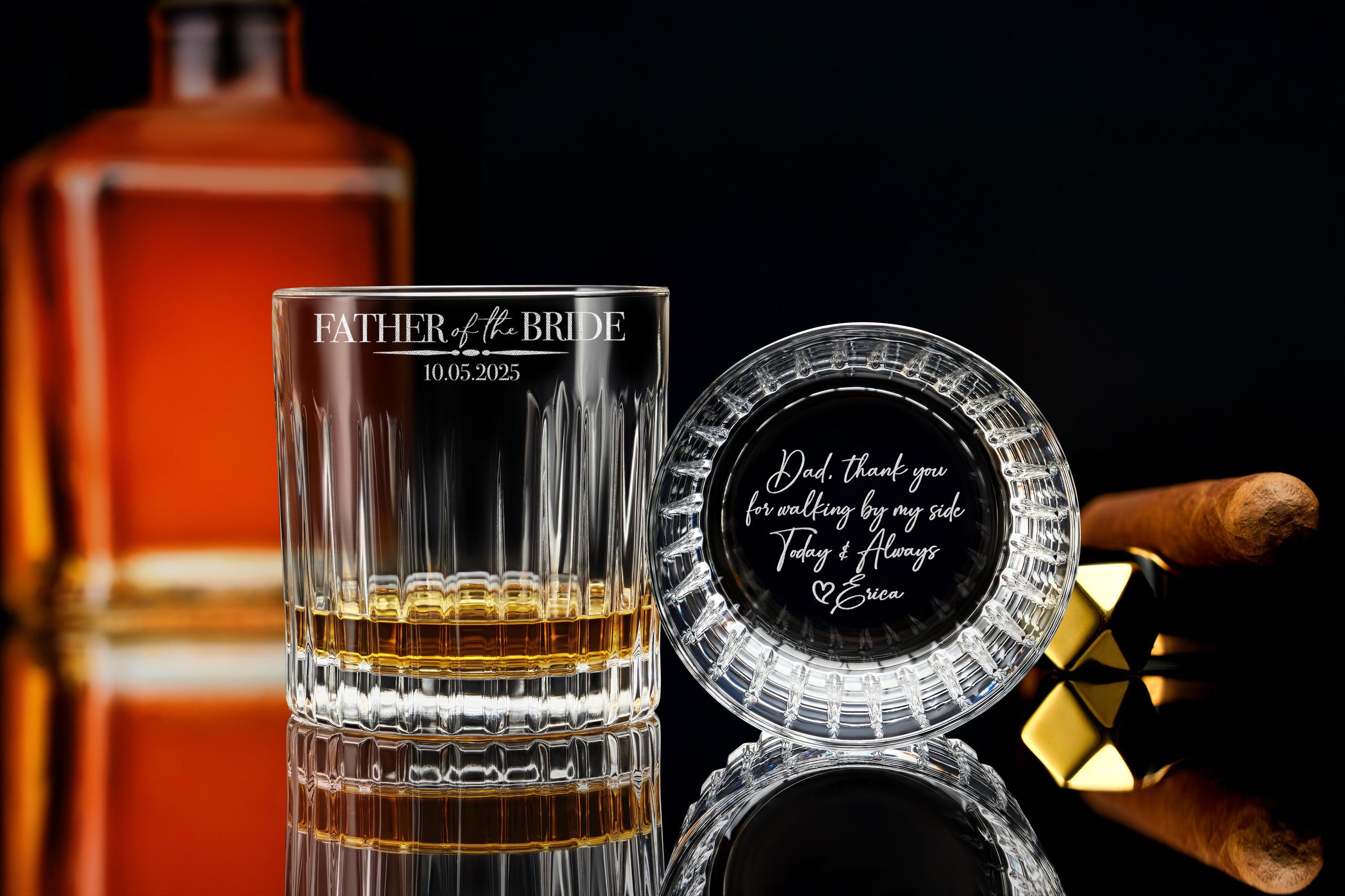 Customized Wedding Whiskey Glass for Father of the Bride, Personalized Message, Perfect Gift with Free Gift Box