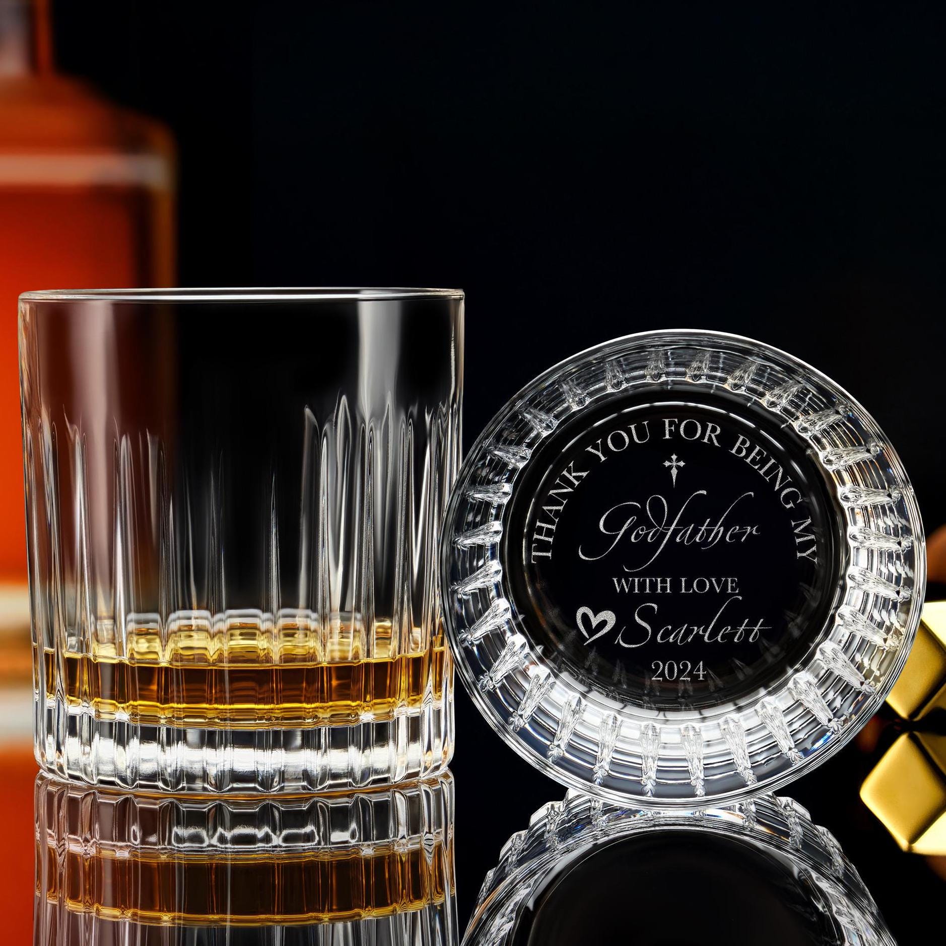 Personalized Crystal Whiskey Glass for Godfather, Custom Engraved Father's Day Gift for Him, Thoughtful Godparent Present, Free Gift Box