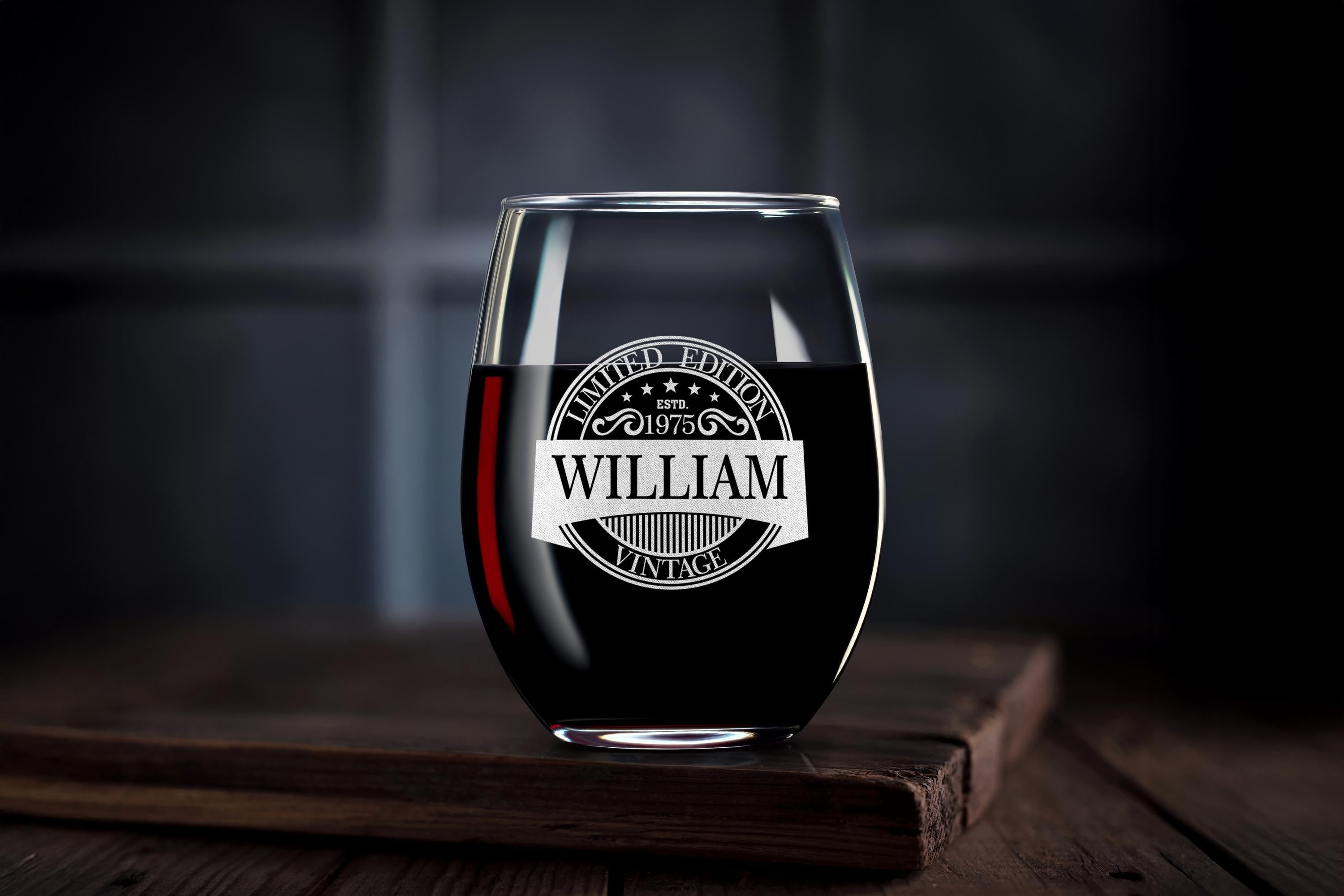 Custom Vintage Rock Glass for 50th Birthday, Personalized Whiskey Glass Gifts for Him, Elegant Present with Free Gift Box