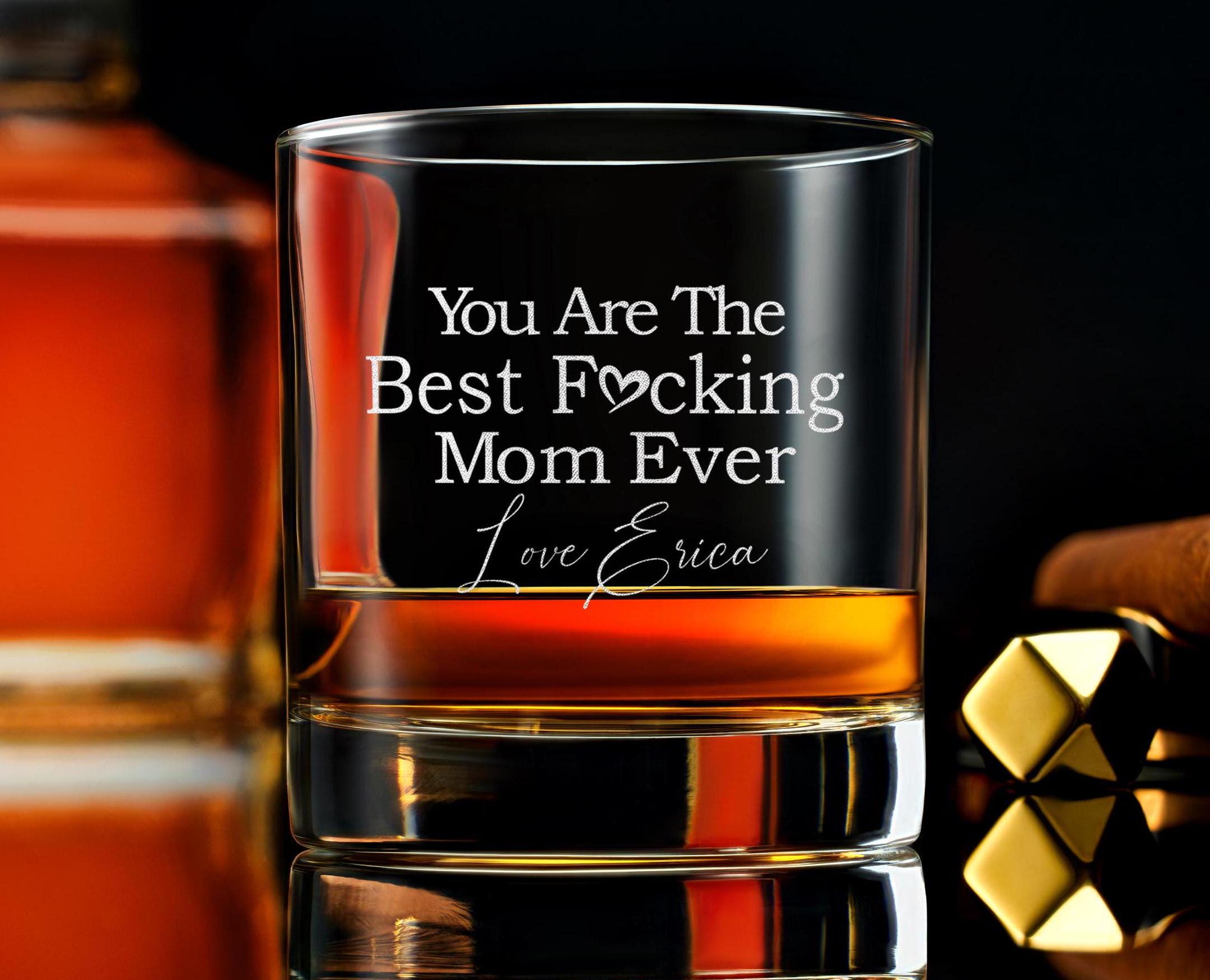Personalized Mom Crystal Whiskey Glass - Mother’s Day Gift, Custom Etched from Daughter, Son, Kids, Free Box