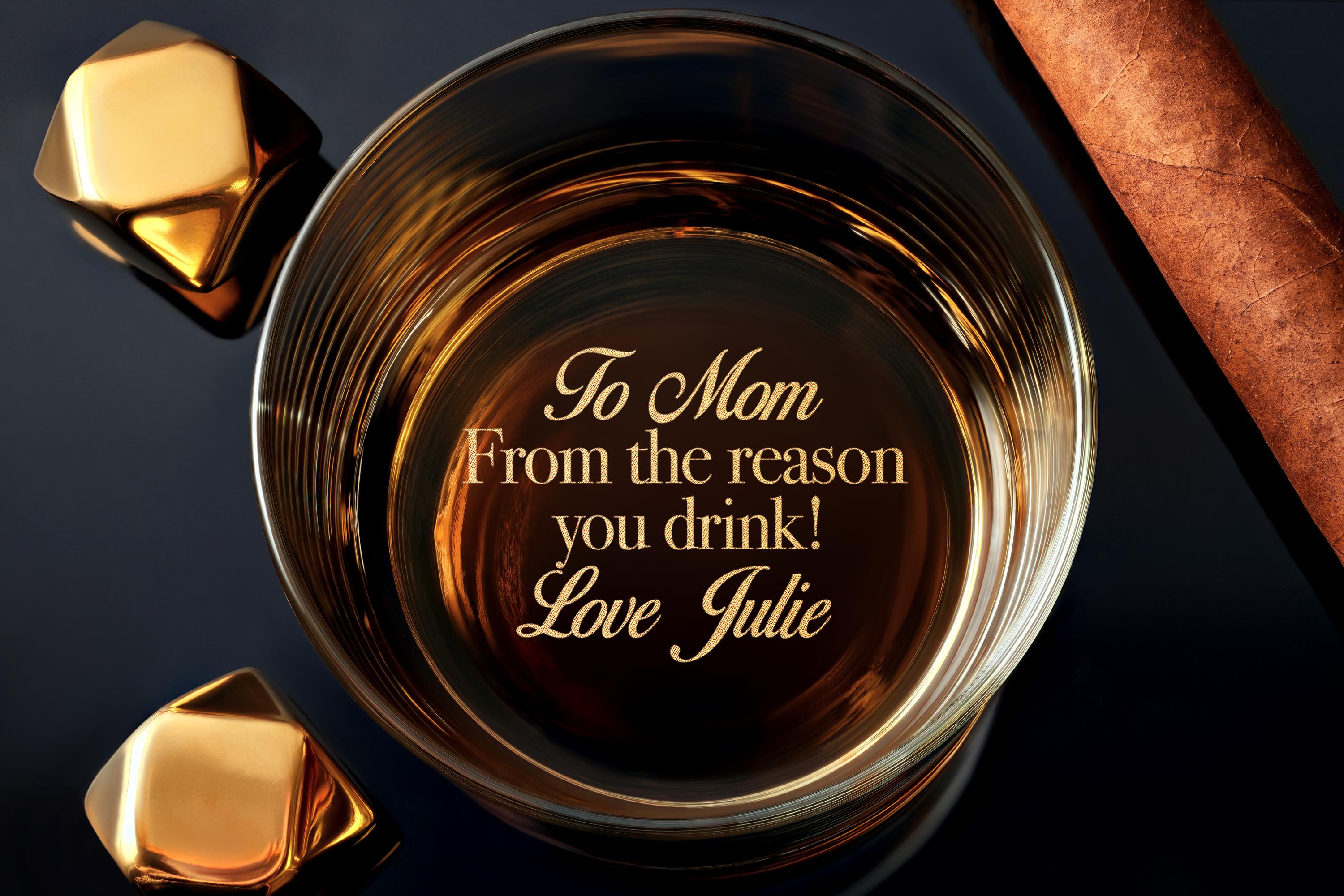 Personalized Mom's Reasons To Drink Whiskey Glass, Gifts for Mom, Mothers Day Gift from Daughter, Kids, Son, with Free Gift Box