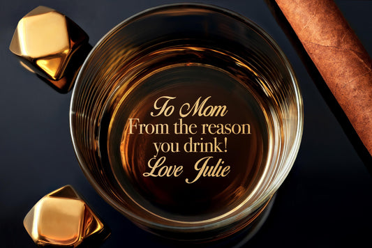 Personalized Mom's Reasons To Drink Whiskey Glass, Gifts for Mom, Mothers Day Gift from Daughter, Kids, Son, with Free Gift Box