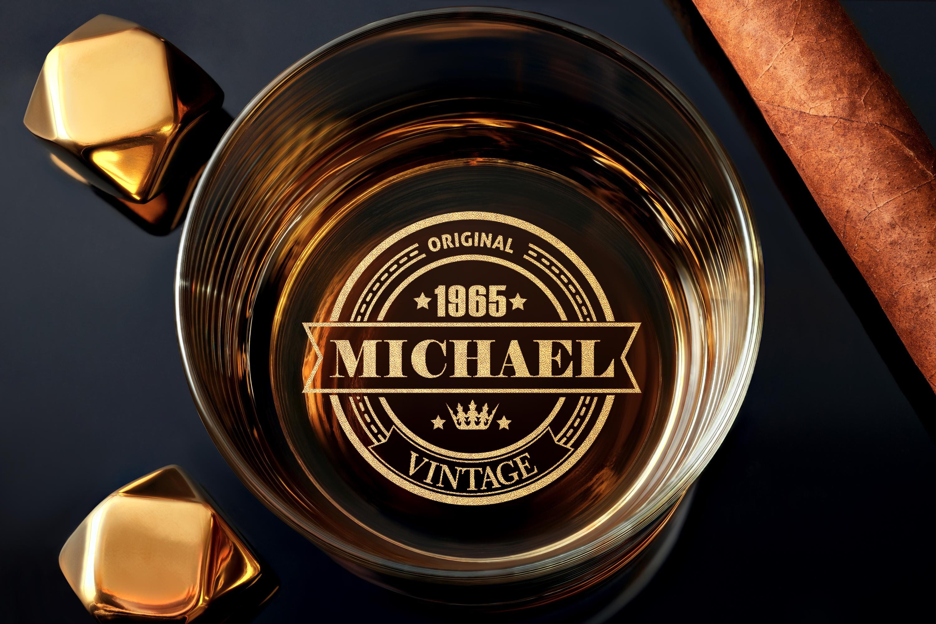 60th Birthday Gift for Him | Personalized Whiskey Glass | Vintage Rocks Glass for Dad or Husband | Custom Engraved | Gift Box