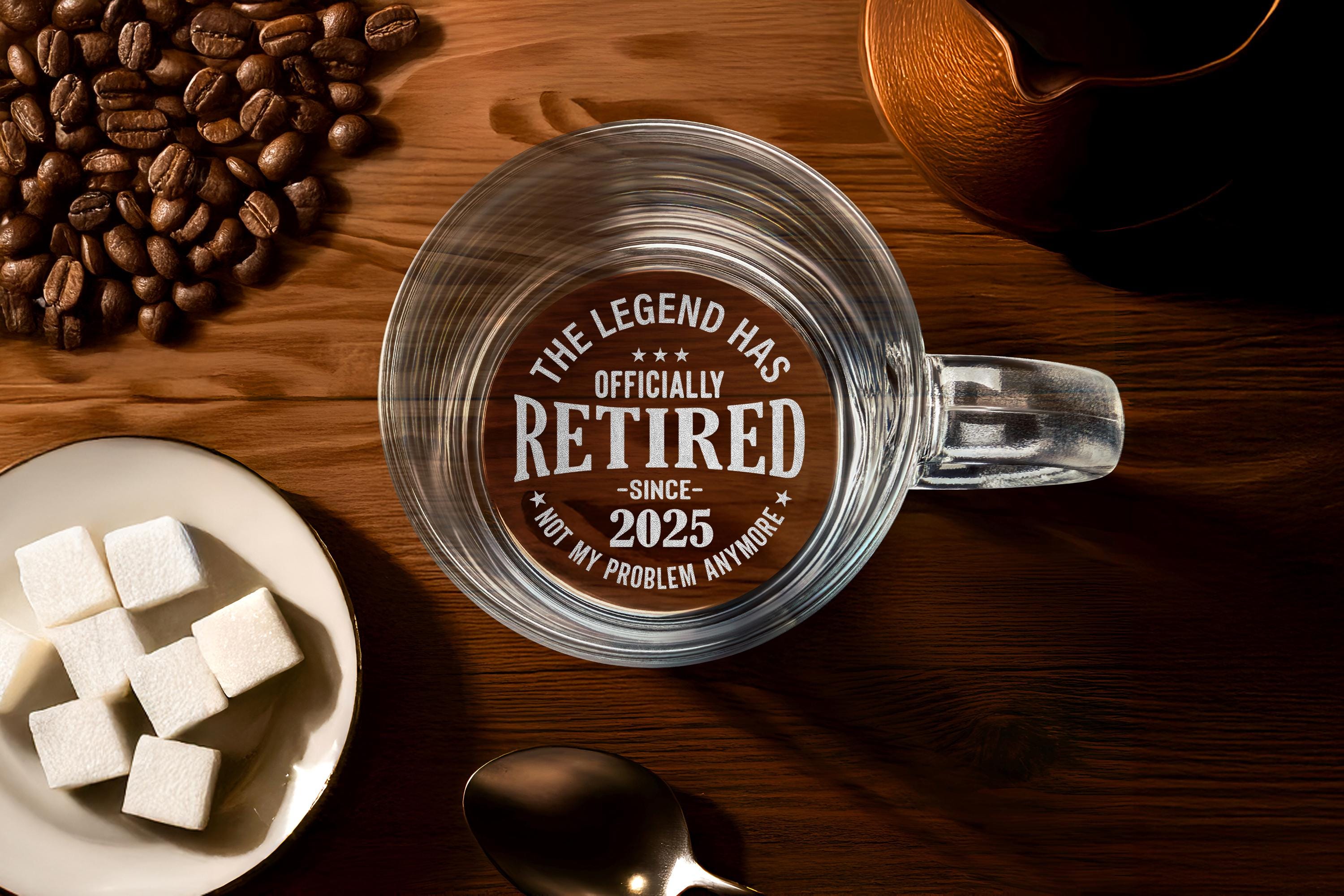 Personalized Rock Glass for Retirement - Engraved Whiskey Glass for Dad, Husband, Men - Custom Keepsake for Retired Man - Free Gift Box