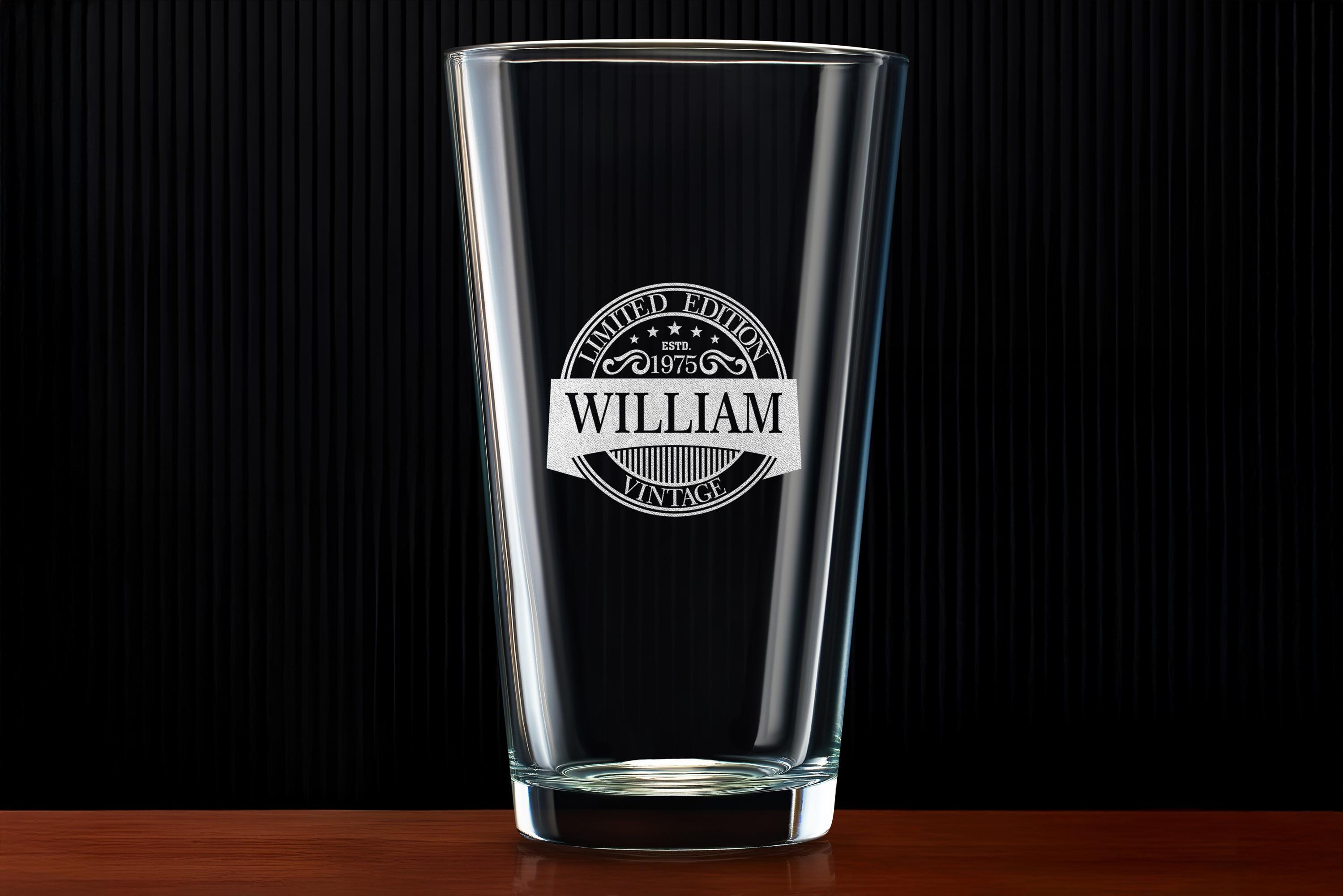 Custom Vintage Rock Glass for 50th Birthday, Personalized Whiskey Glass Gifts for Him, Elegant Present with Free Gift Box