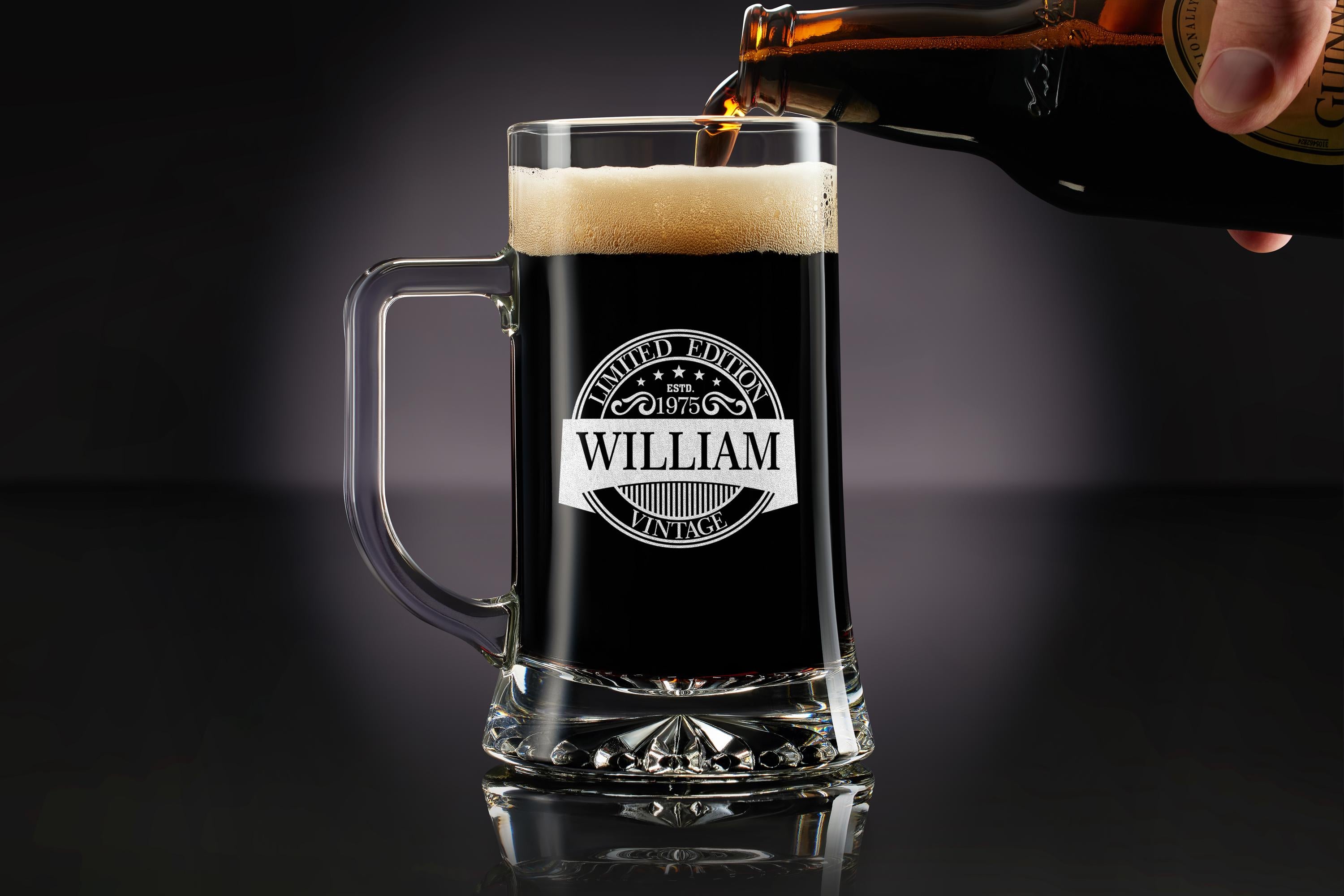 Custom Vintage Rock Glass for 50th Birthday, Personalized Whiskey Glass Gifts for Him, Elegant Present with Free Gift Box