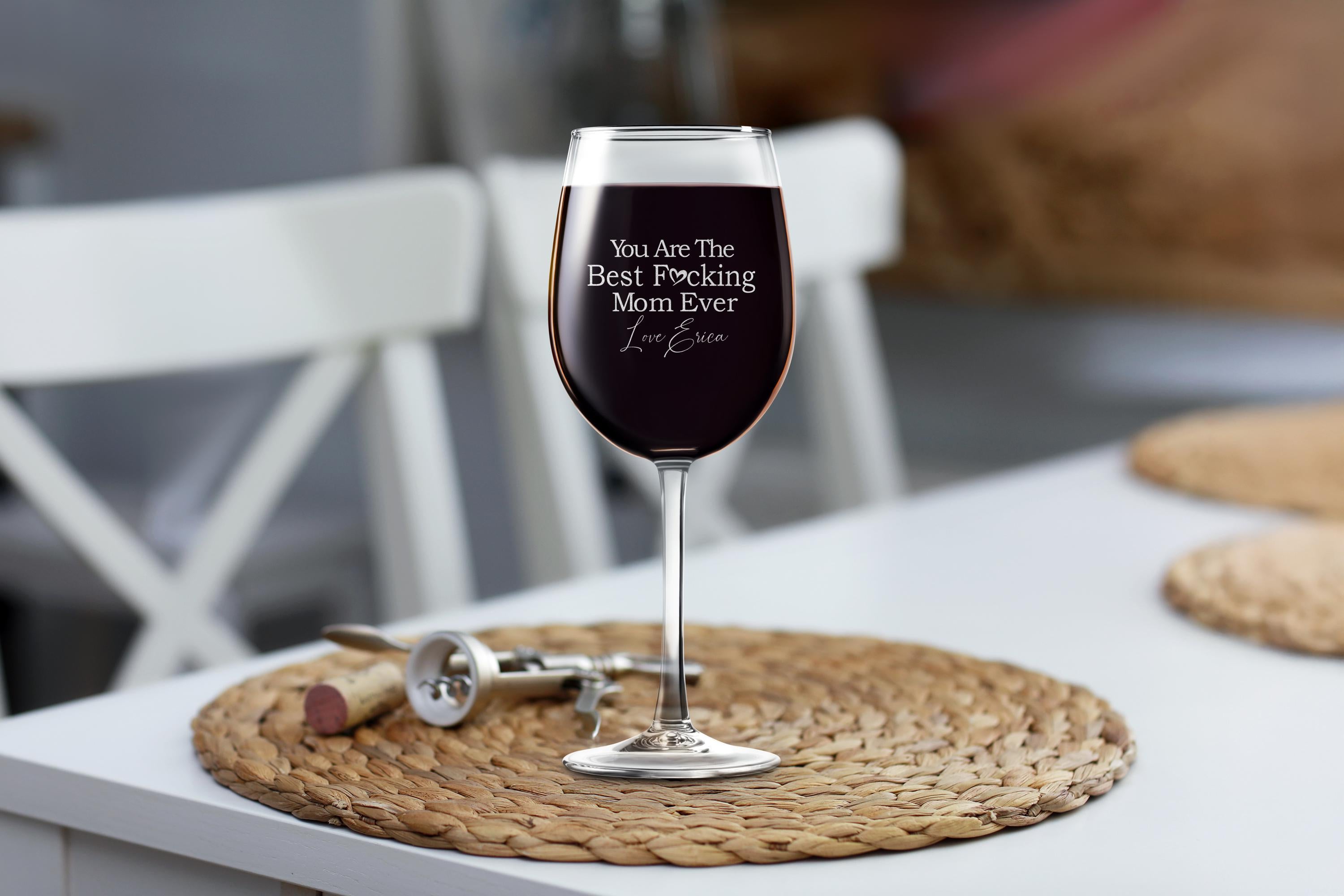 Personalized Mom's Whiskey Glass, Best Mom Ever, Gifts for Mom, Mothers Day Gift from Daughter, Kids, Son, with Free Gift Box