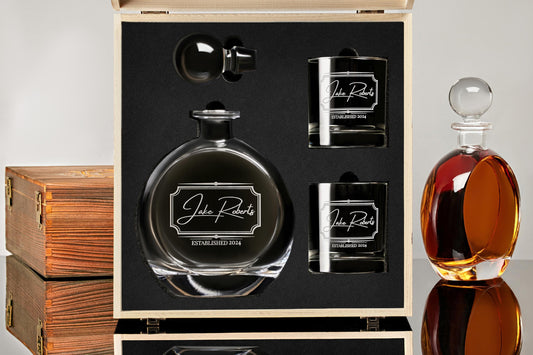 Personalized Whiskey Decanter Set with Premium Engraving Quality, Great Christmas Gift, Groomsmen Gift, Gift for Him with Free Gift Boxes.