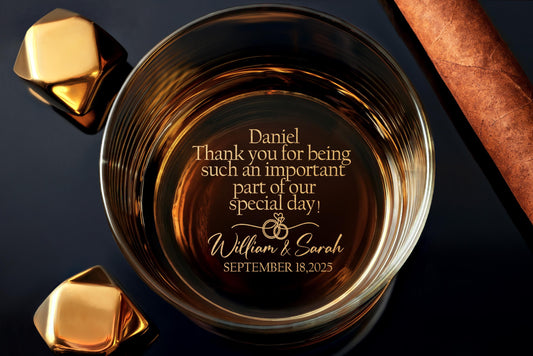 Engraved Whiskey Glass – Special Gift for Officiant from Couple – Personalized Wedding Keepsake – Comes in Free Gift Box