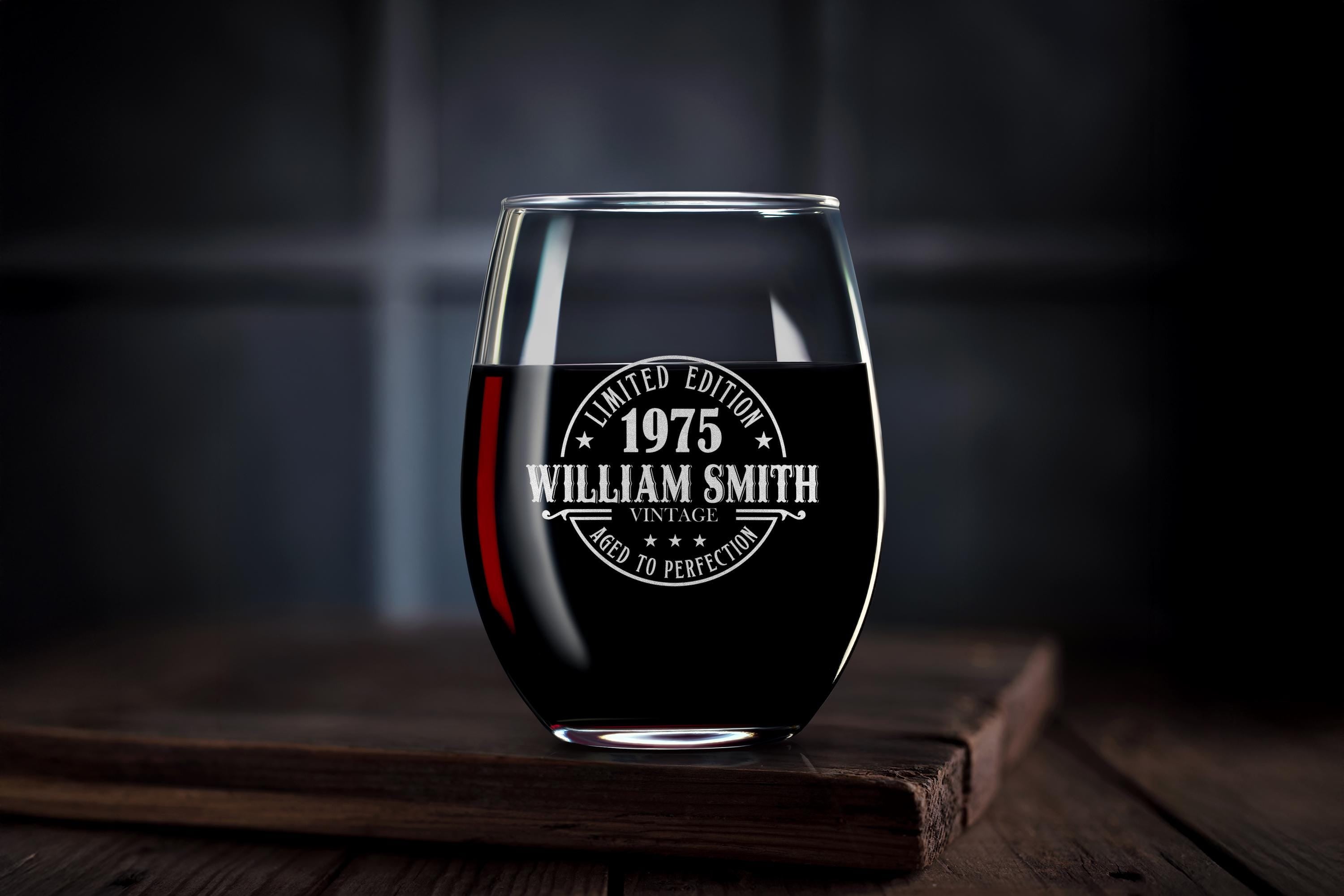 Personalized 50th Birthday Whiskey Glass | Vintage 1975 Rocks Glass | Gift for Him, Dad, Husband | Engraved | Free Gift Box