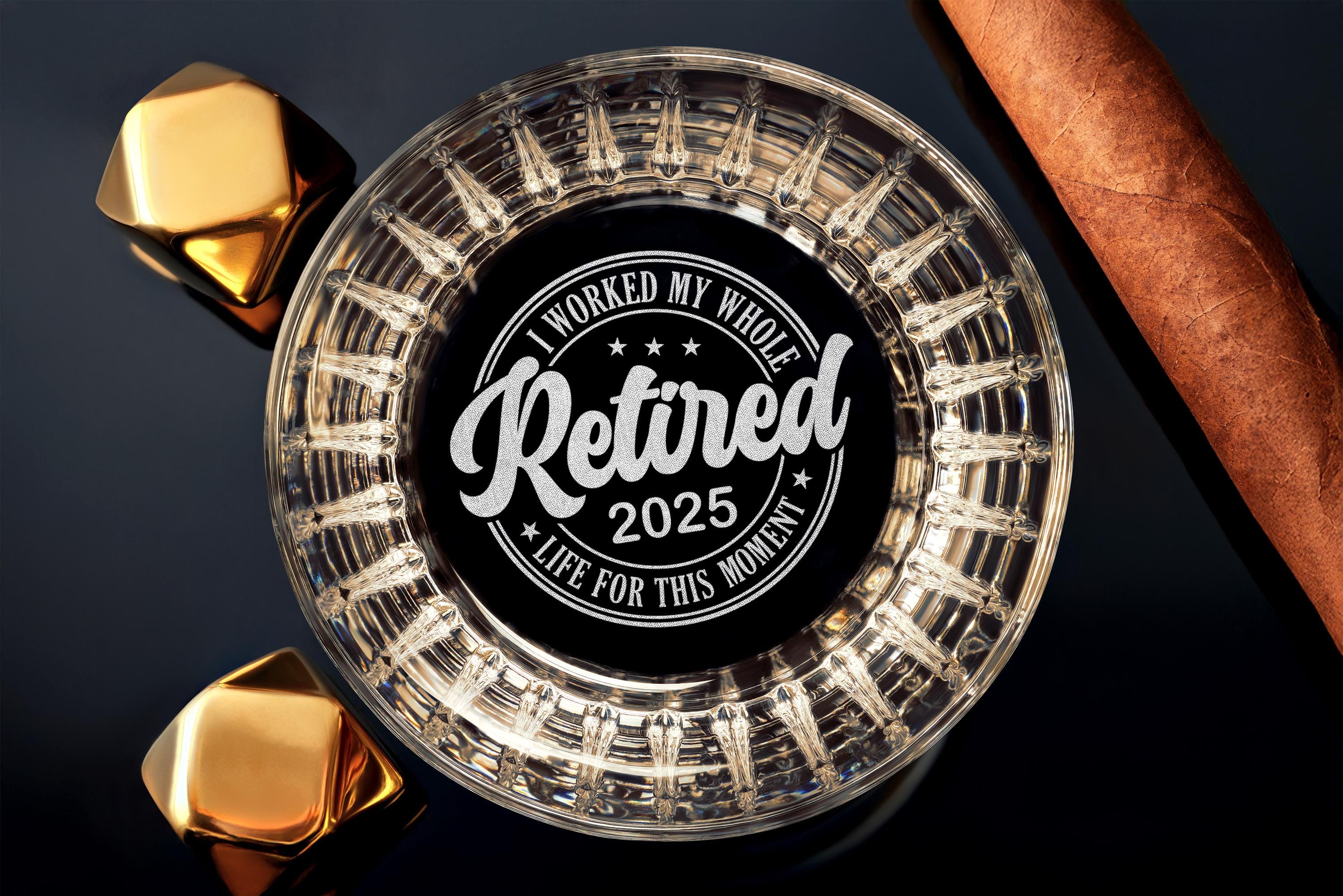 Custom Retirement Whiskey Glass - Personalized Gift for Men, Dad, Boss - Engraved Rock Glass for Bourbon or Scotch - Free Gift Box Included