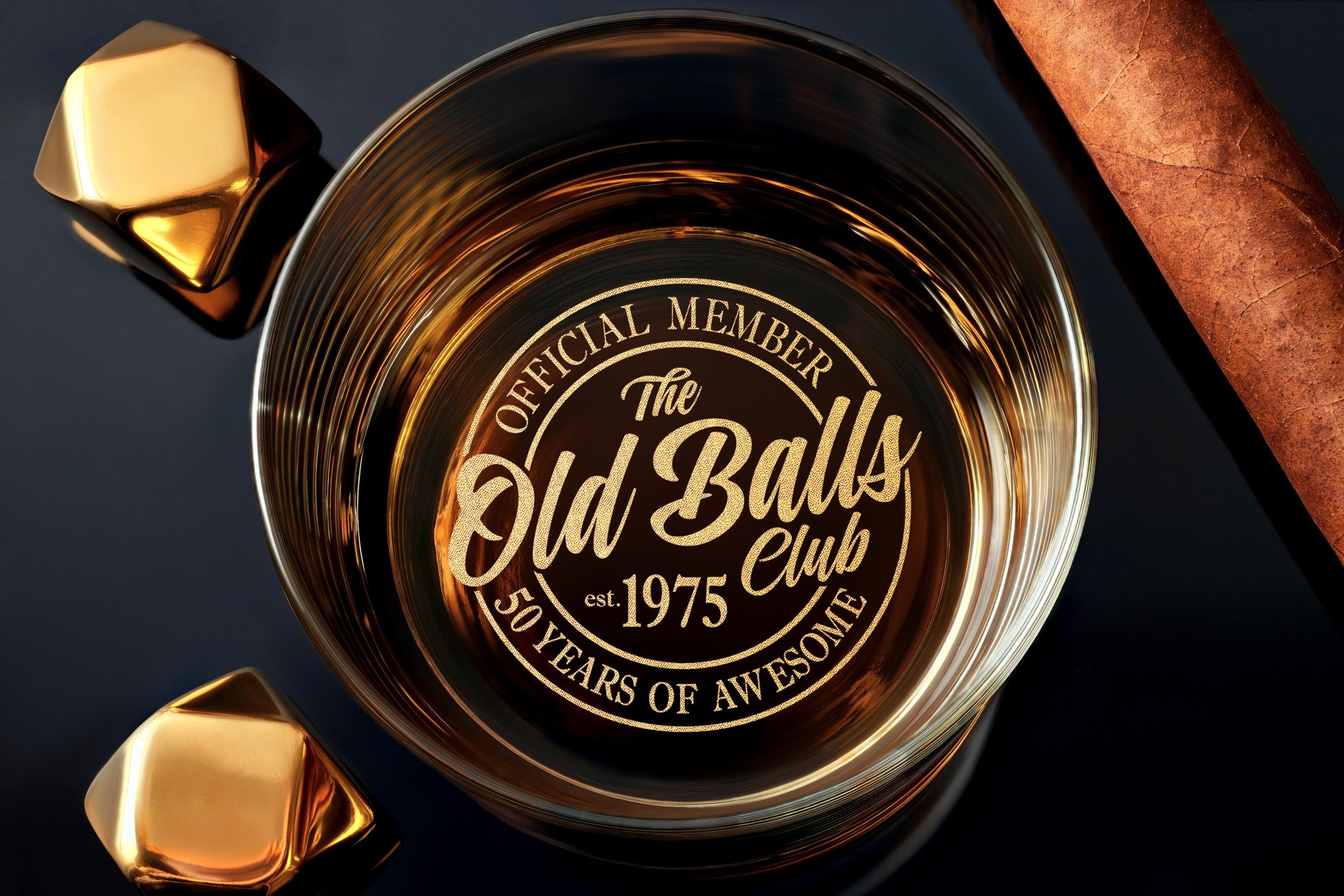 50th Birthday Gift for Men – Personalized Rock Glass for Whiskey – Gift for Husband, Dad, Him – Custom Engraved Keepsake – Free Gift Box