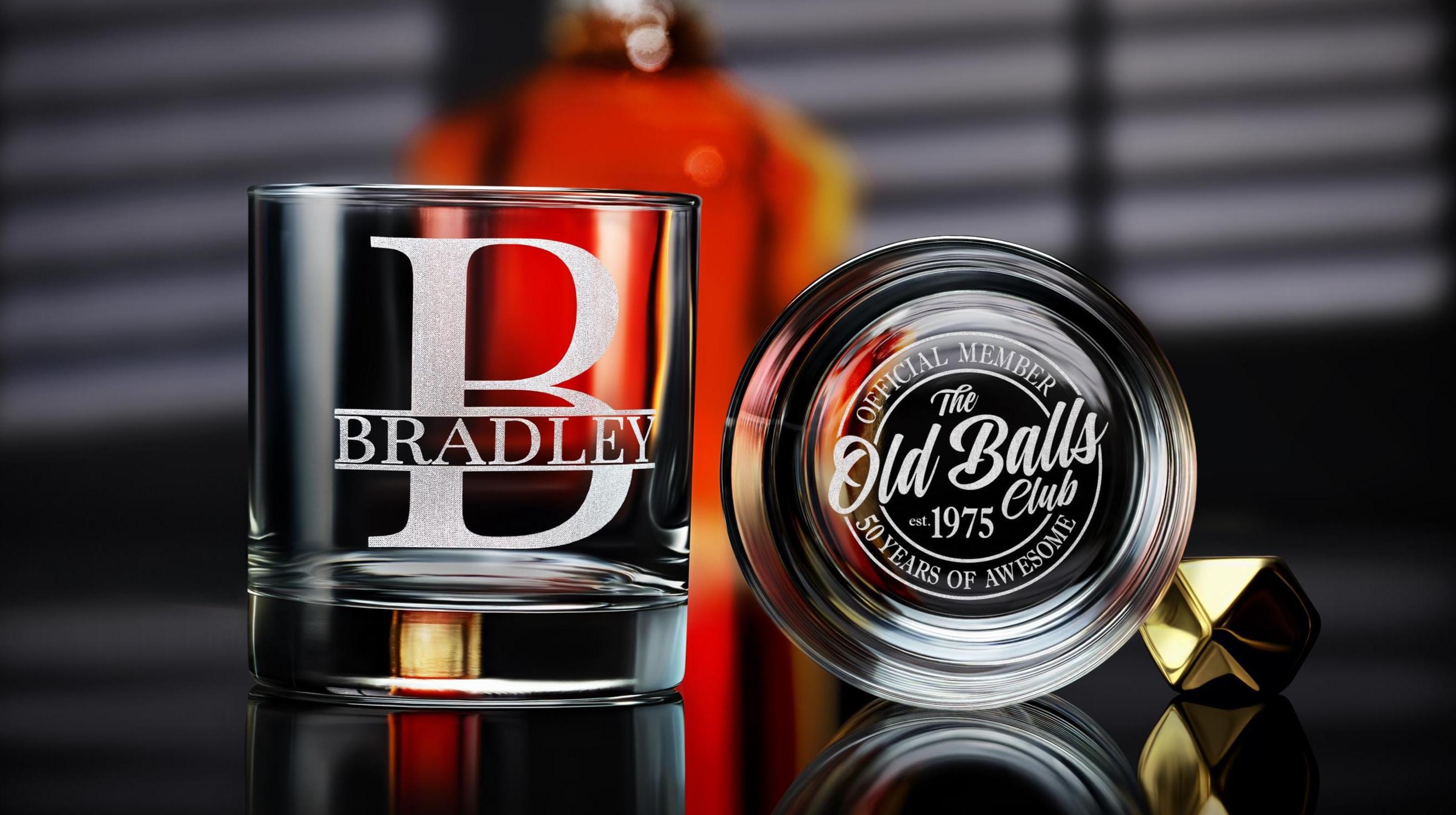 50th Birthday Gift for Men – Personalized Rock Glass for Whiskey – Gift for Husband, Dad, Him – Custom Engraved Keepsake – Free Gift Box