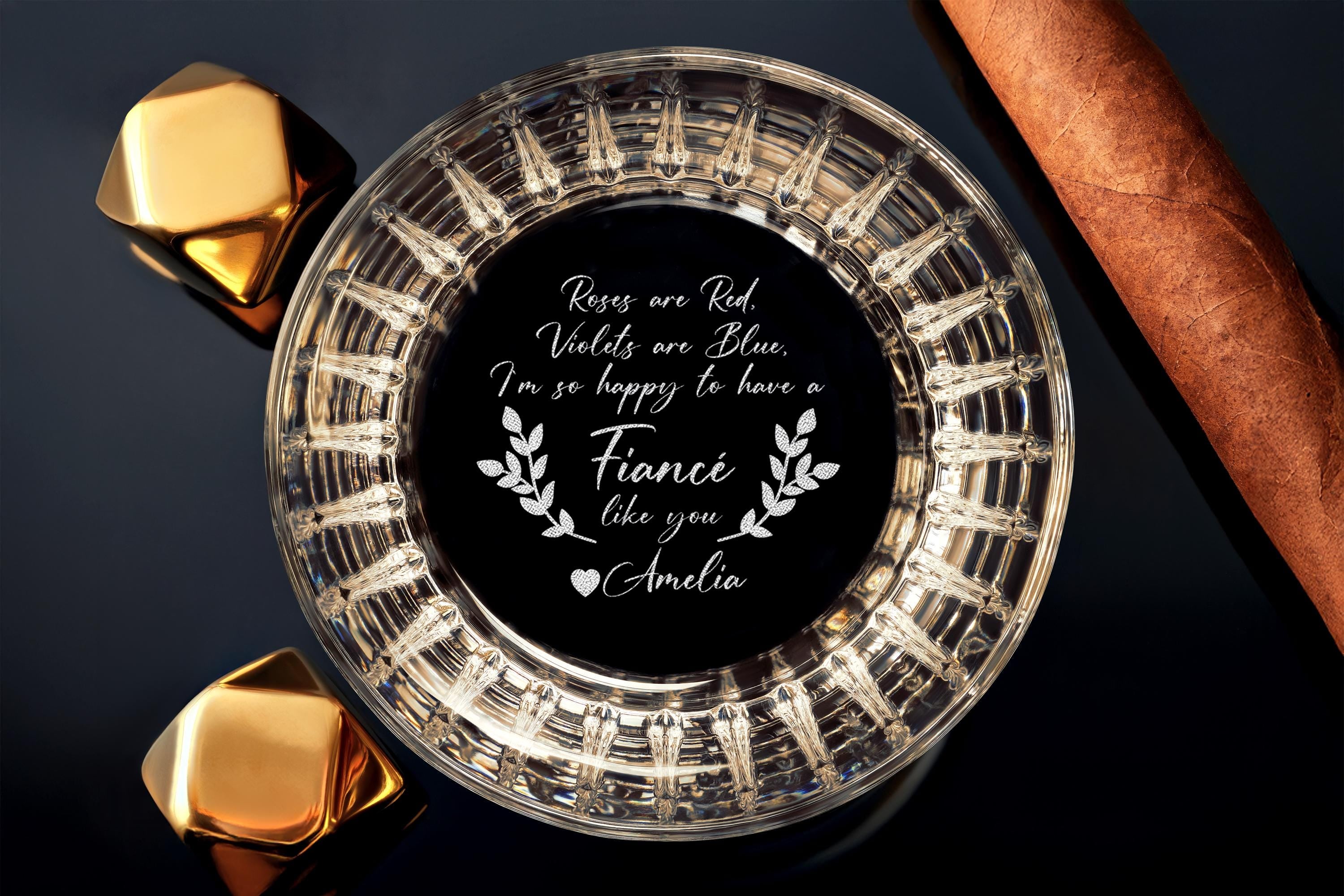 Engraved Whiskey Glass for Fiancé – Personalized Rock Glass Gift for Him – Thoughtful Present for Men in Love – Free Gift Box Include