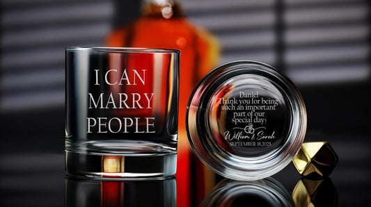 Engraved Whiskey Glass – Special Gift for Officiant from Couple – Personalized Wedding Keepsake – Comes in Free Gift Box