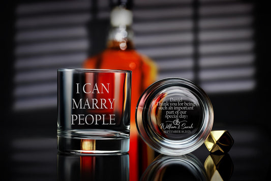 Personalized Whiskey Glass for Officiant – Custom Wedding Gift for Him or Her – Unique Ceremony Keepsake – Free Gift Box Included