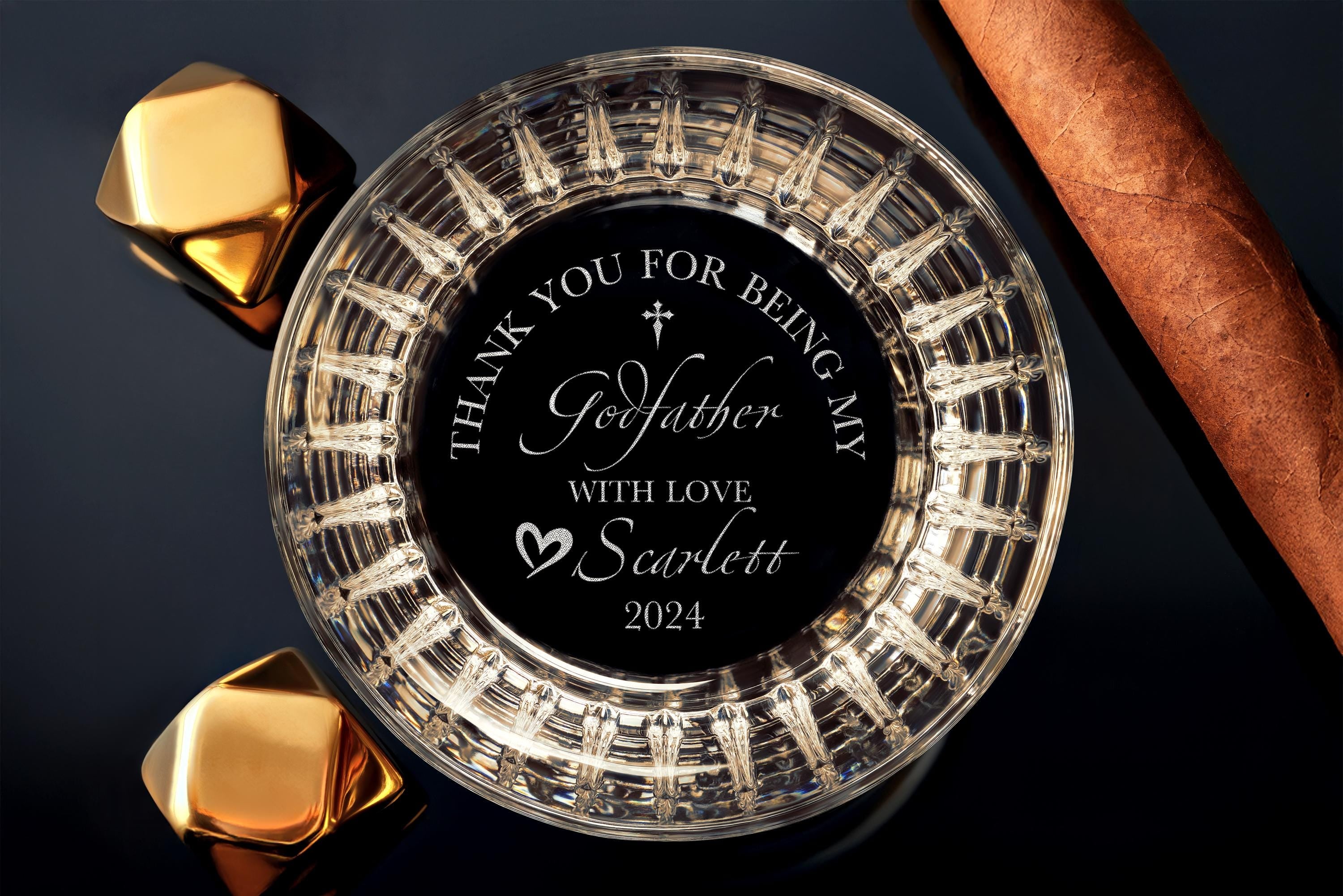 Custom Engraved Godfather Crystal Whiskey Glass, Personalized Gift for Godparents, Ideal Baptism Keepsake with Complimentary Gift Box