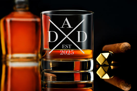 Father’s Day Custom Whiskey Glass, Personalized Rock Glass for Dad and Husband, Custom Barware for Whiskey Lovers, Unique Gift for Him