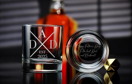Father’s Day Engraved Whiskey Glass, Custom Rock Glass for Dad and Husband, Personalized Gift for Him, Unique Barware for Whiskey Lovers