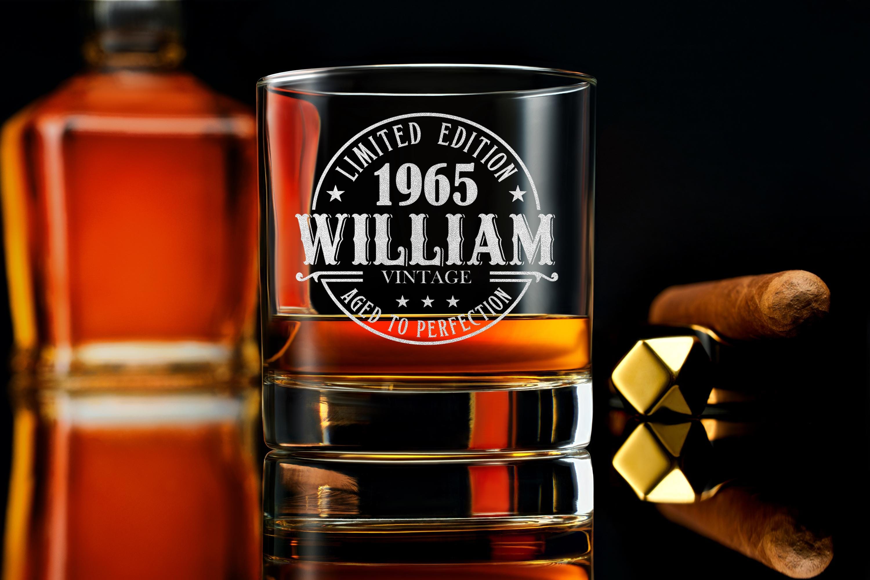 Engraved Whiskey Glass 60th Birthday Gift – Custom Rock Glass for Men, Husband, Dad – Free Box Included