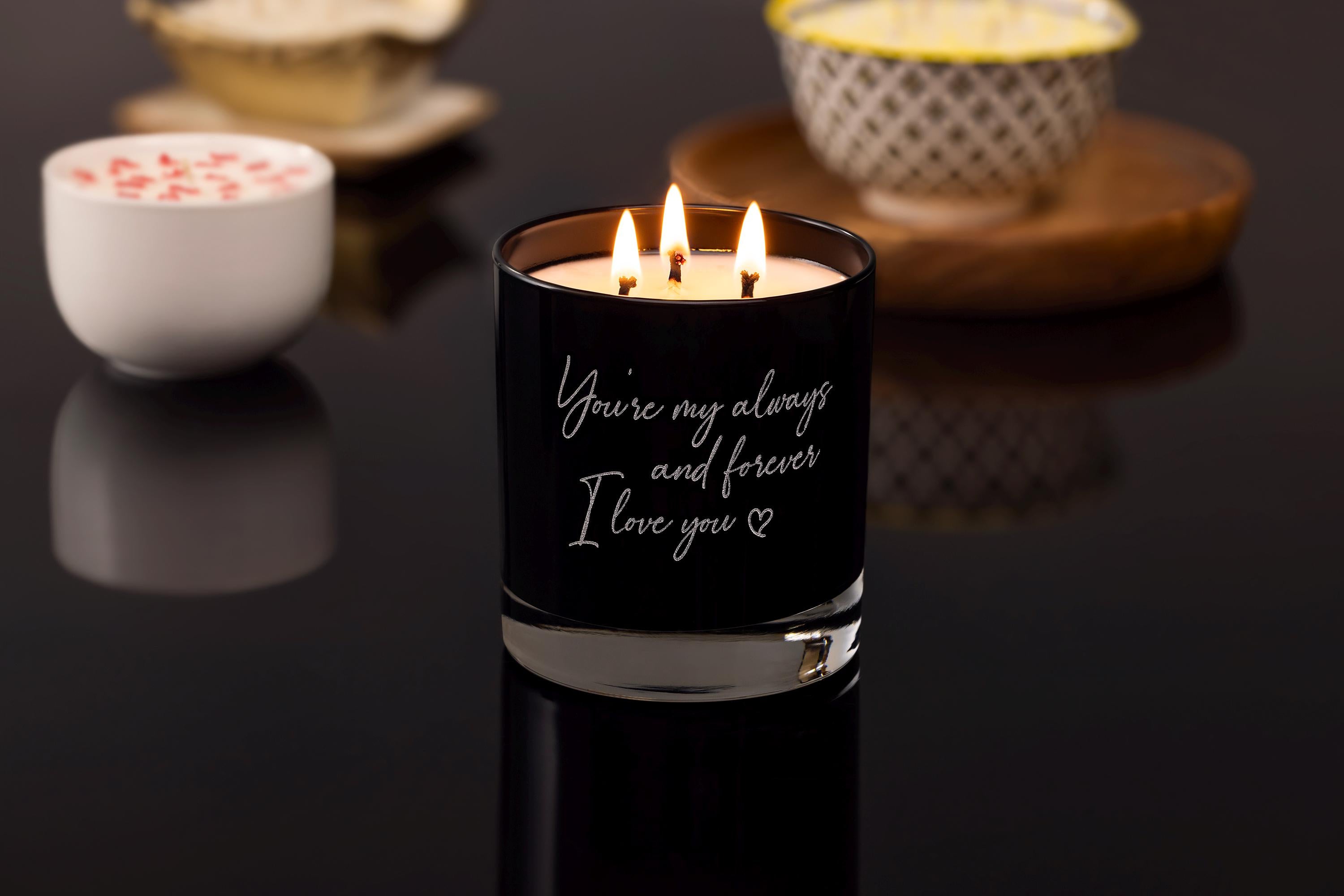 Engraved 3 Wick Soy Candle with Your Handwriting, Personalized Christmas Candle, Custom Message Glass Vessel, Gift for Husband or Dad