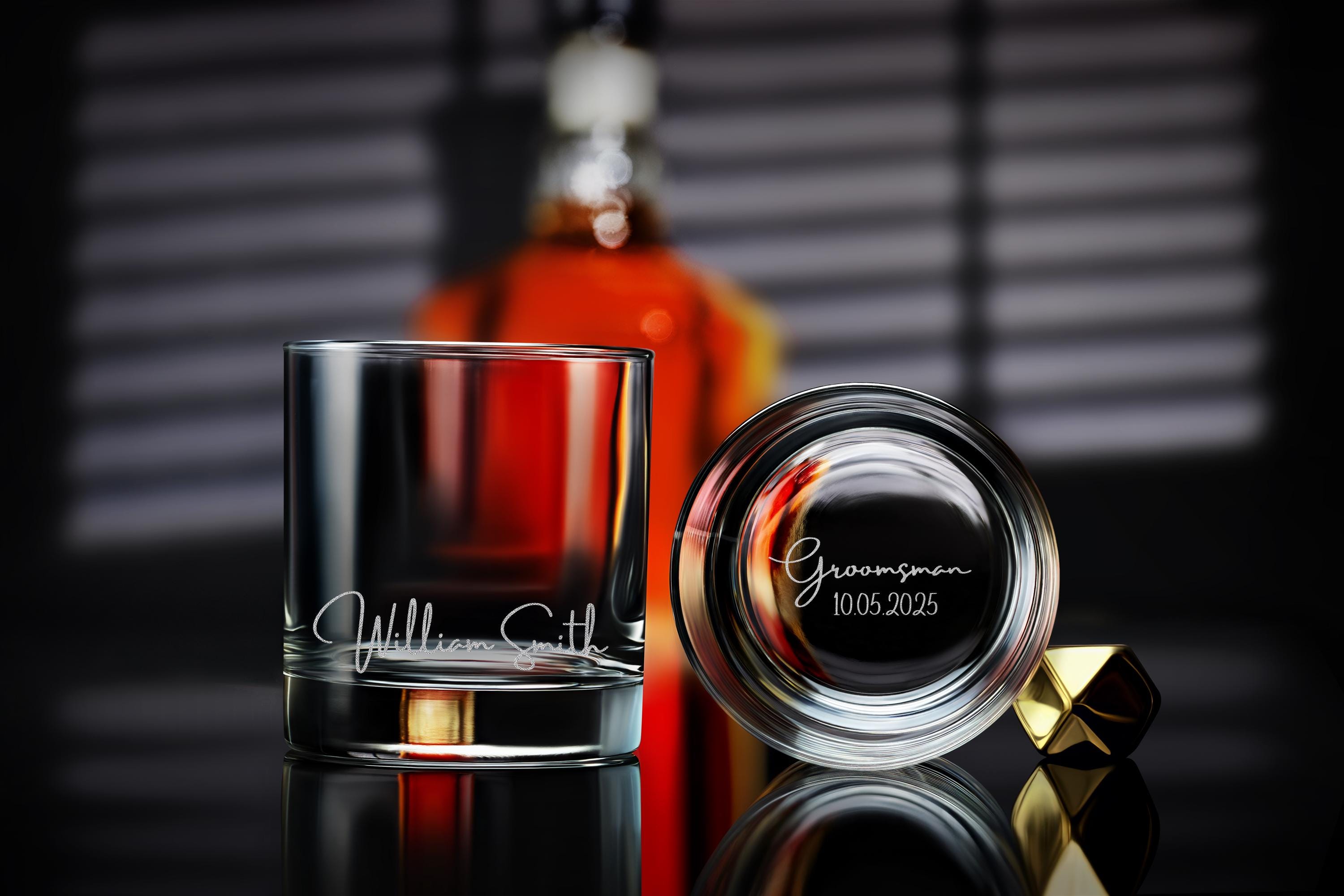 Engraved whiskey glasses for groomsmen personalized custom gift perfect best man wedding present