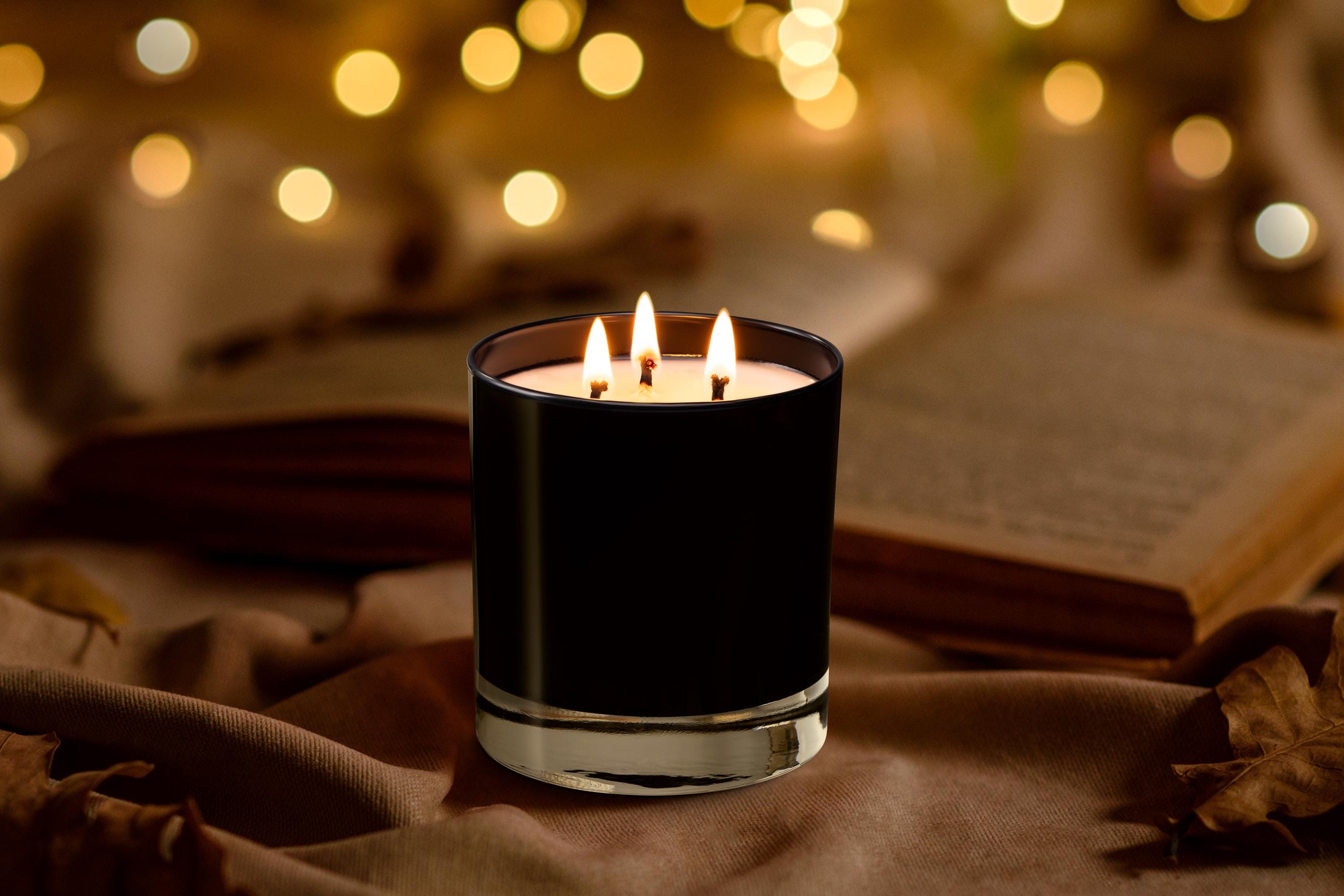Engraved Glass 3 Wick Soy Candle with Handwritten Note, Personalized Christmas, Anniversary or Birthday Gift for Him, Free Gift Box