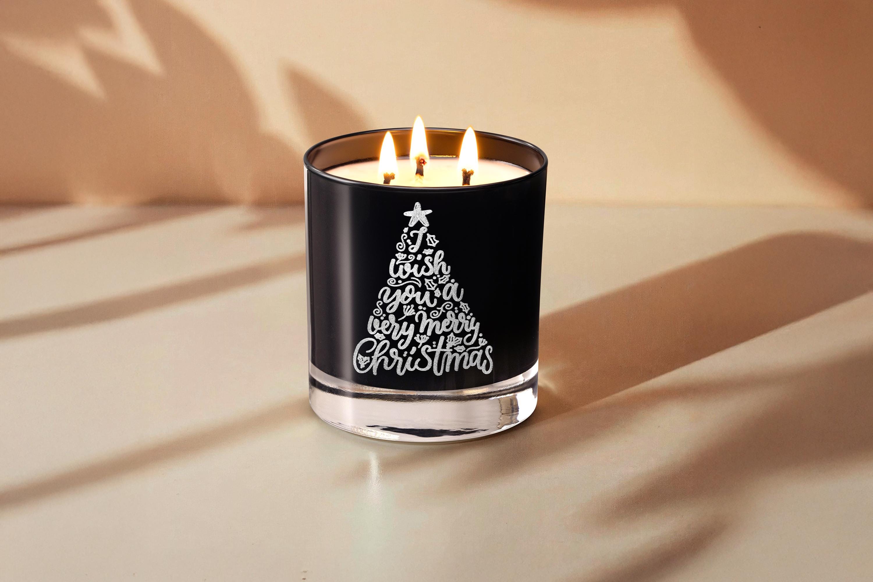 Engraved Christmas Soy Candle with Tree Design Perfect Holiday Gift for Friends, Him, Husband