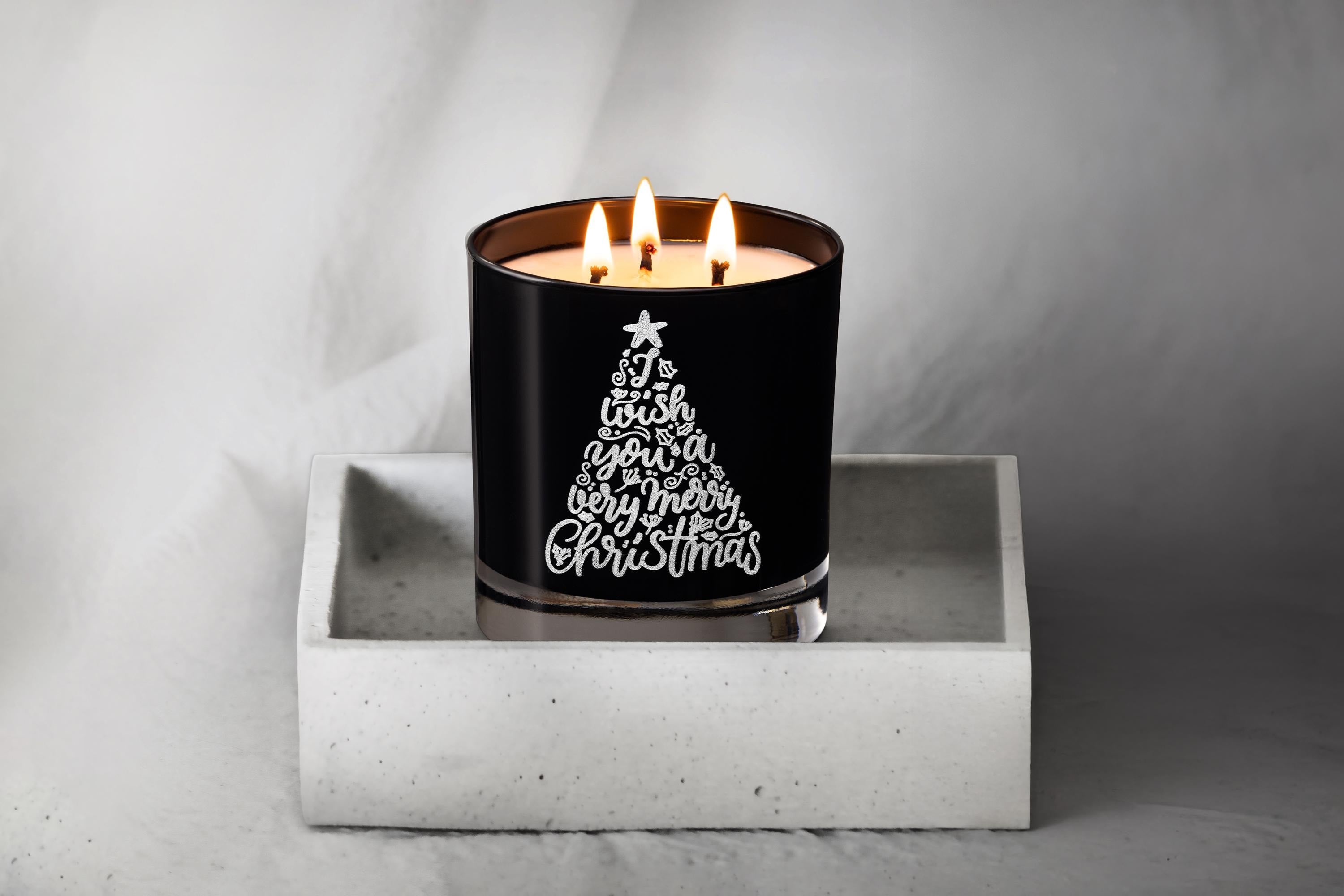 Engraved Christmas Soy Candle with Tree Design Perfect Holiday Gift for Friends, Him, Husband